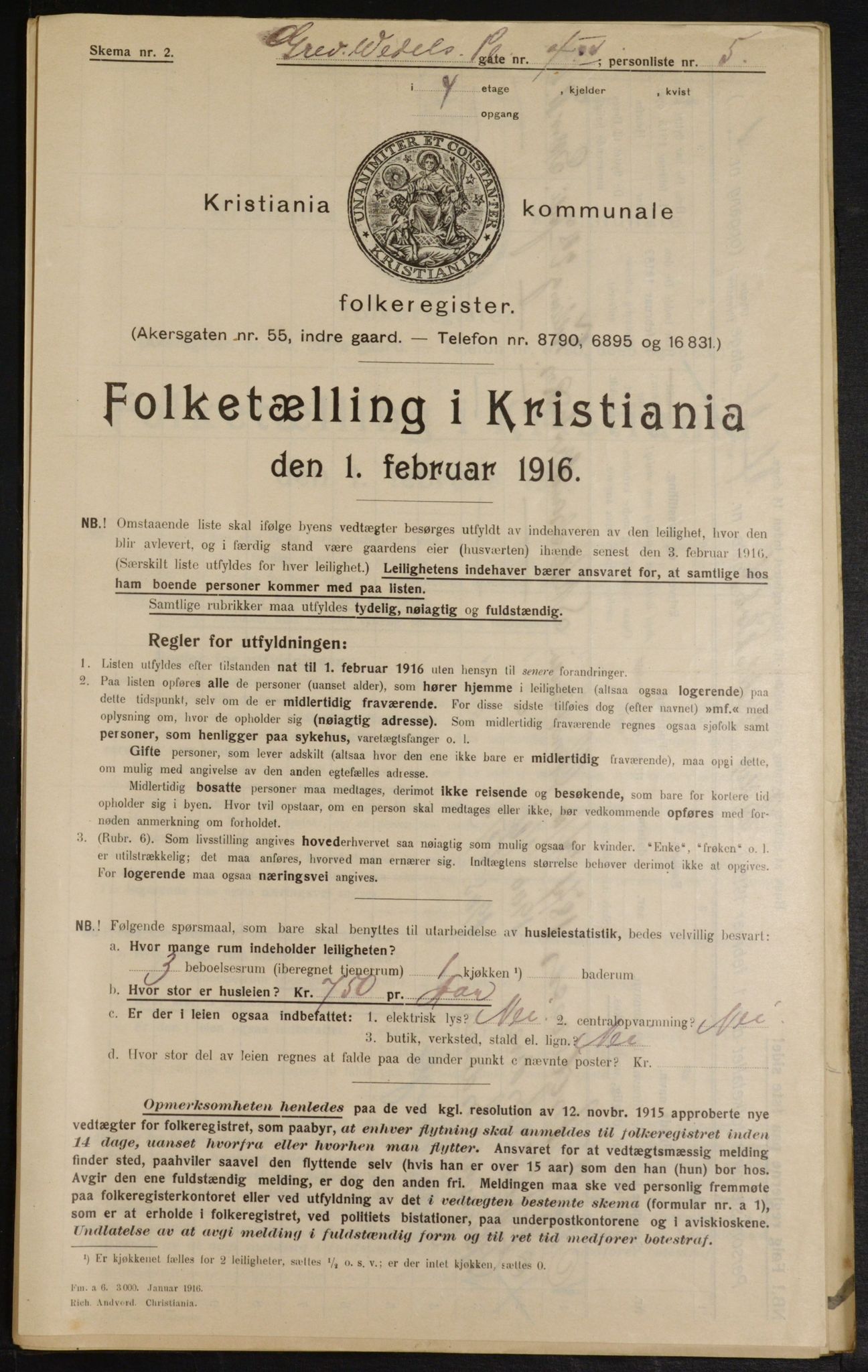 OBA, Municipal Census 1916 for Kristiania, 1916, p. 30459