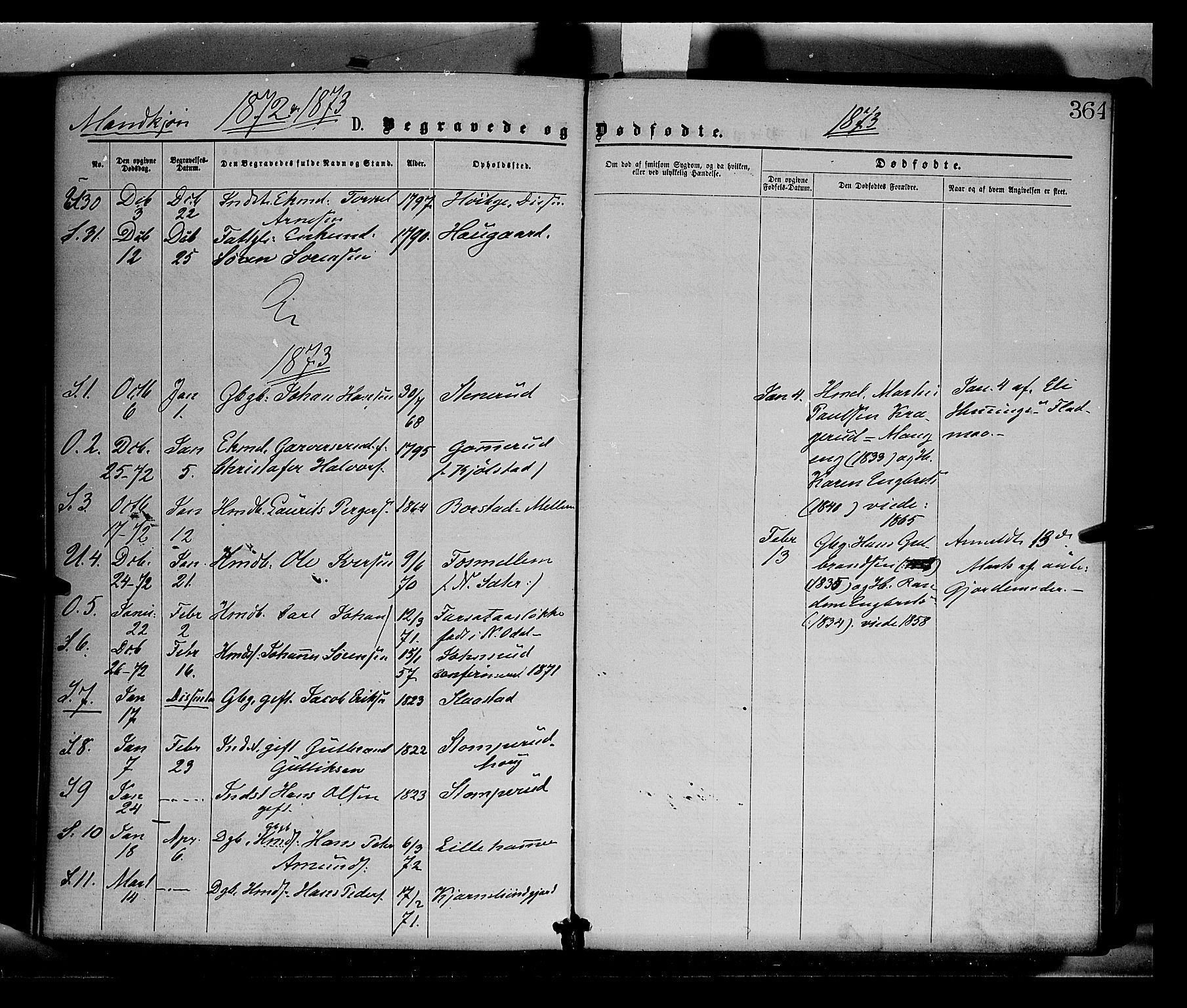 Sør-Odal prestekontor, SAH/PREST-030/H/Ha/Haa/L0004: Parish register (official) no. 4, 1870-1875, p. 364