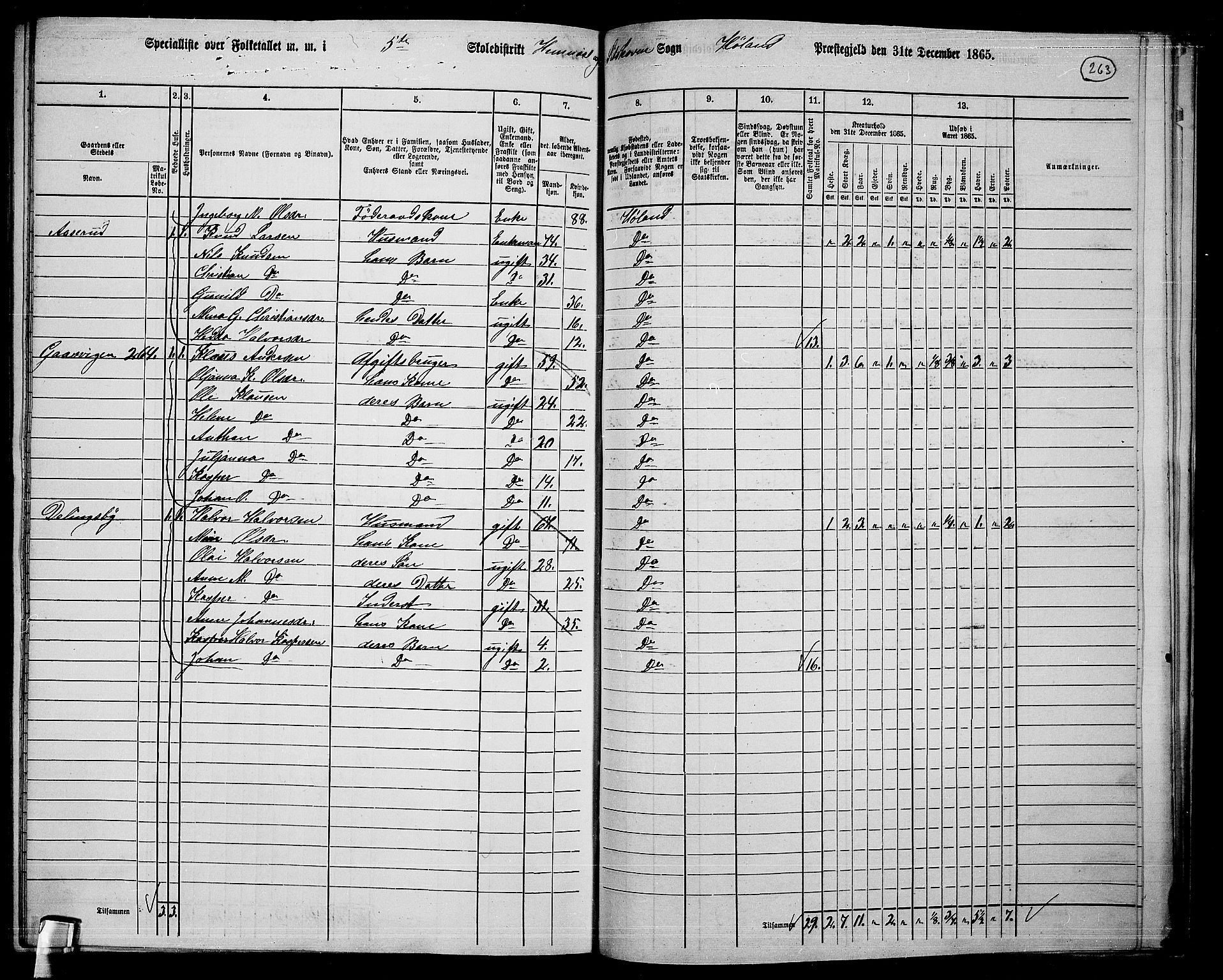 RA, 1865 census for Høland, 1865, p. 238