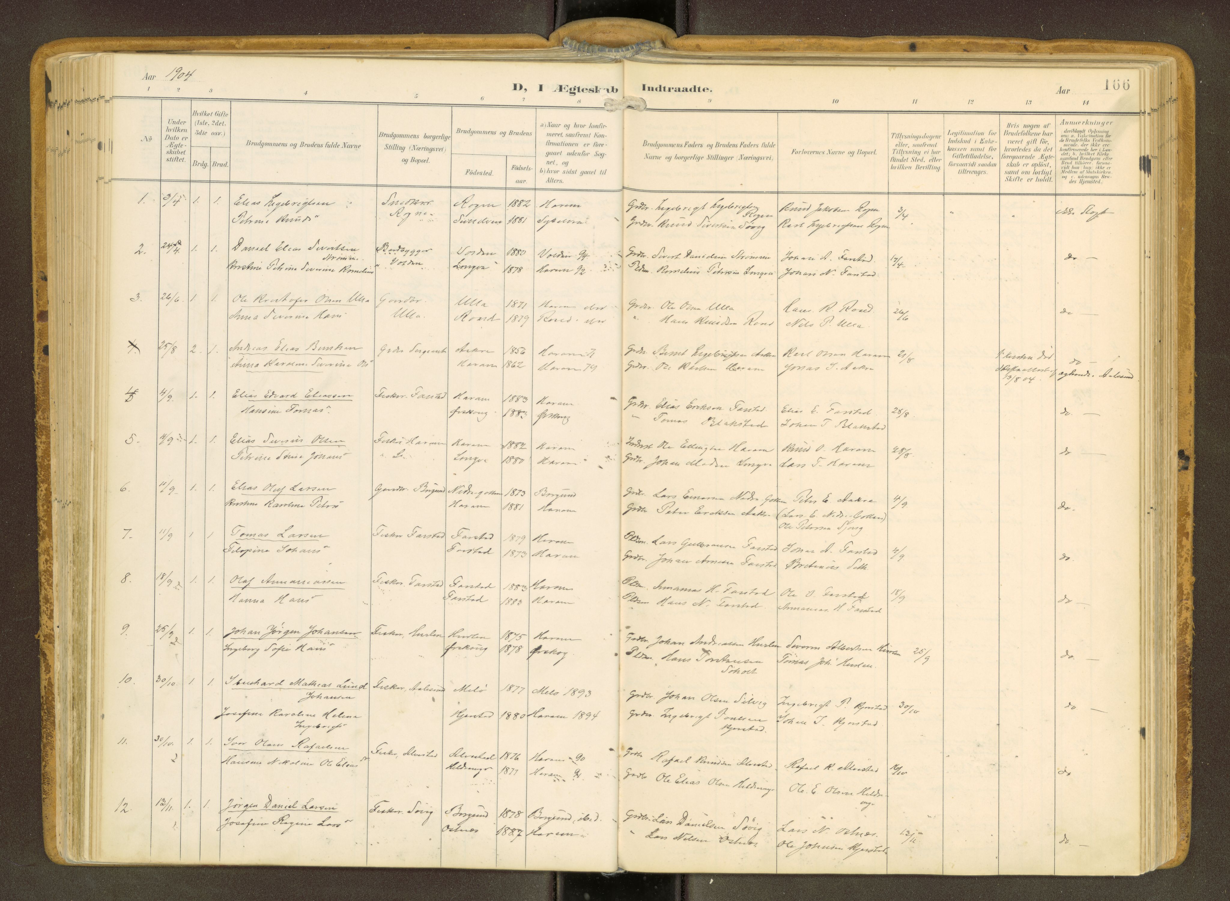 Ministerialprotokoller, klokkerbøker og fødselsregistre - Møre og Romsdal, SAT/A-1454/536/L0517: Parish register (official) no. 536A--, 1897-1917, p. 166