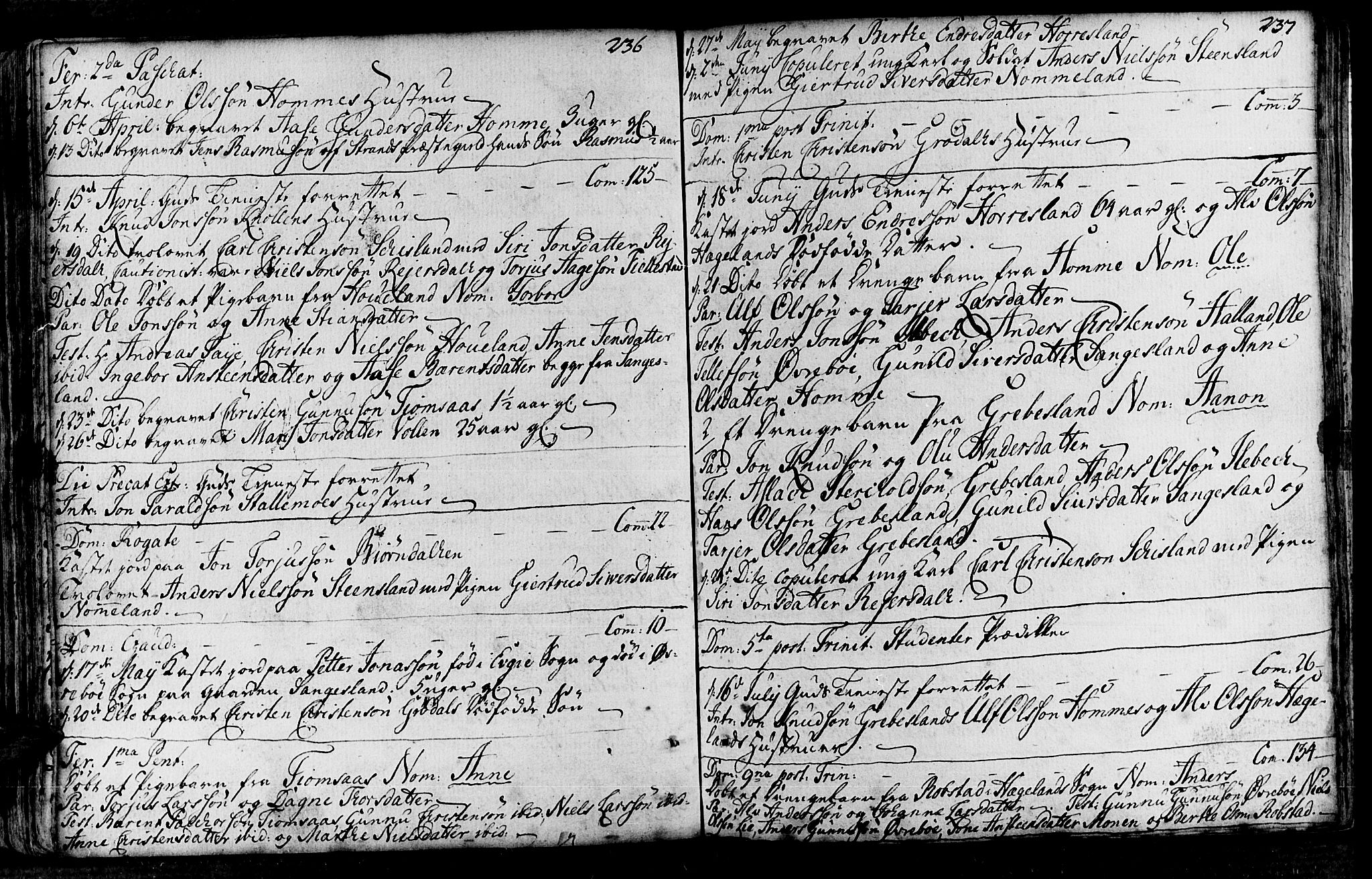 Vennesla sokneprestkontor, AV/SAK-1111-0045/Fa/Fac/L0001: Parish register (official) no. A 1, 1743-1784, p. 236-237