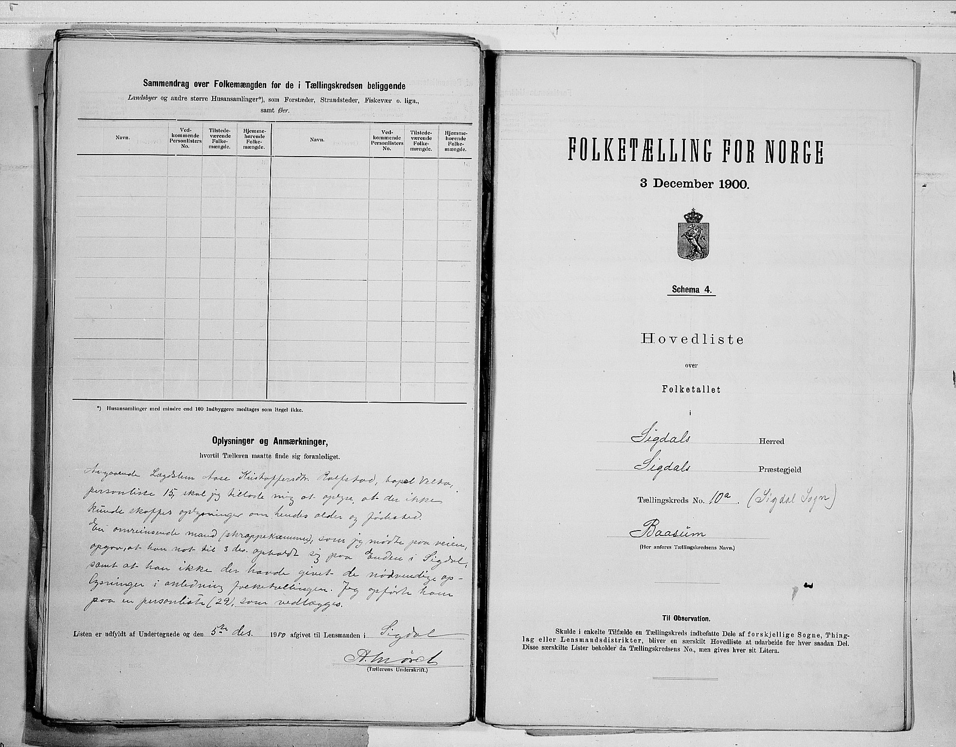 RA, 1900 census for Sigdal, 1900, p. 56