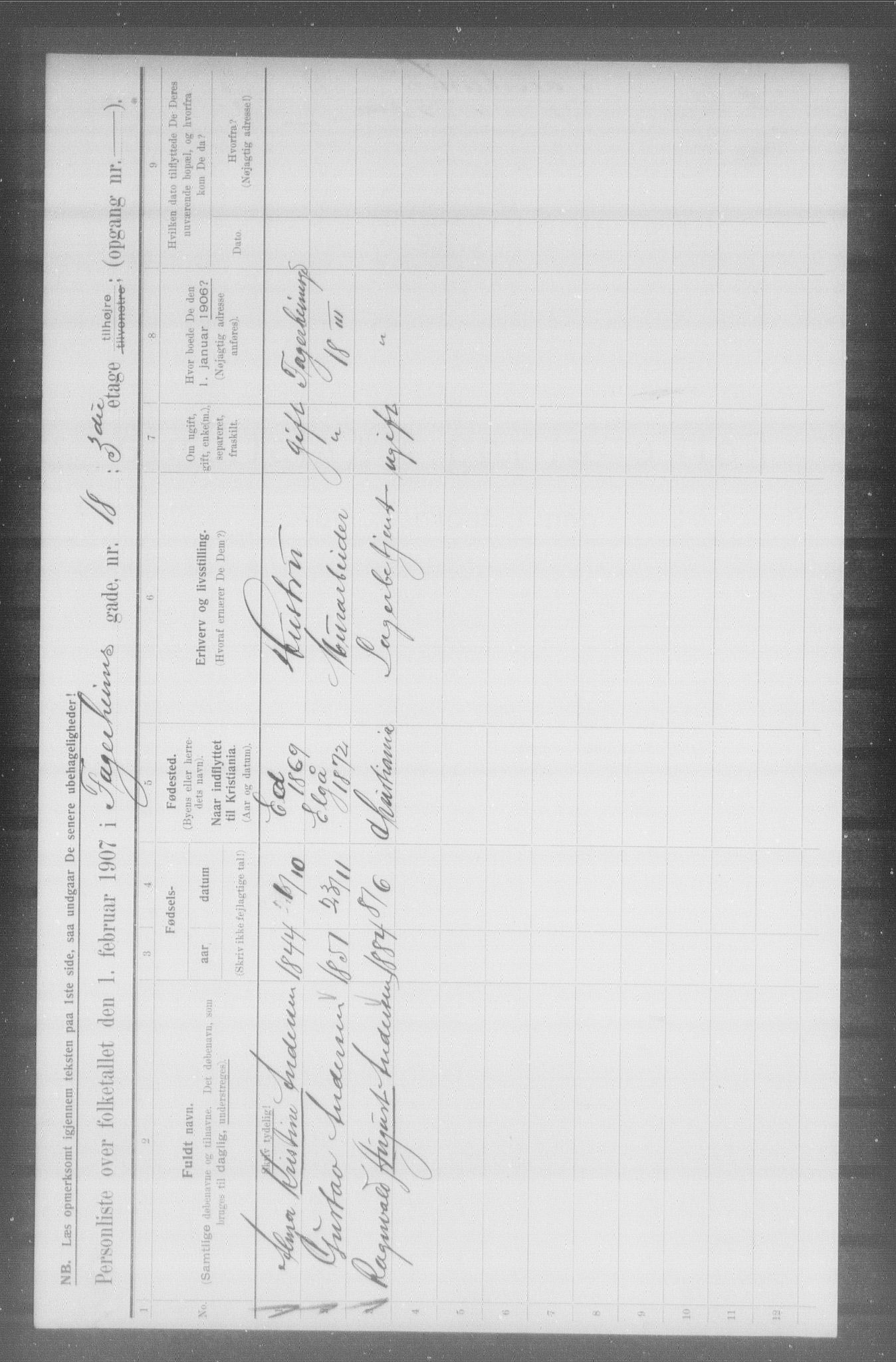 OBA, Municipal Census 1907 for Kristiania, 1907, p. 11703