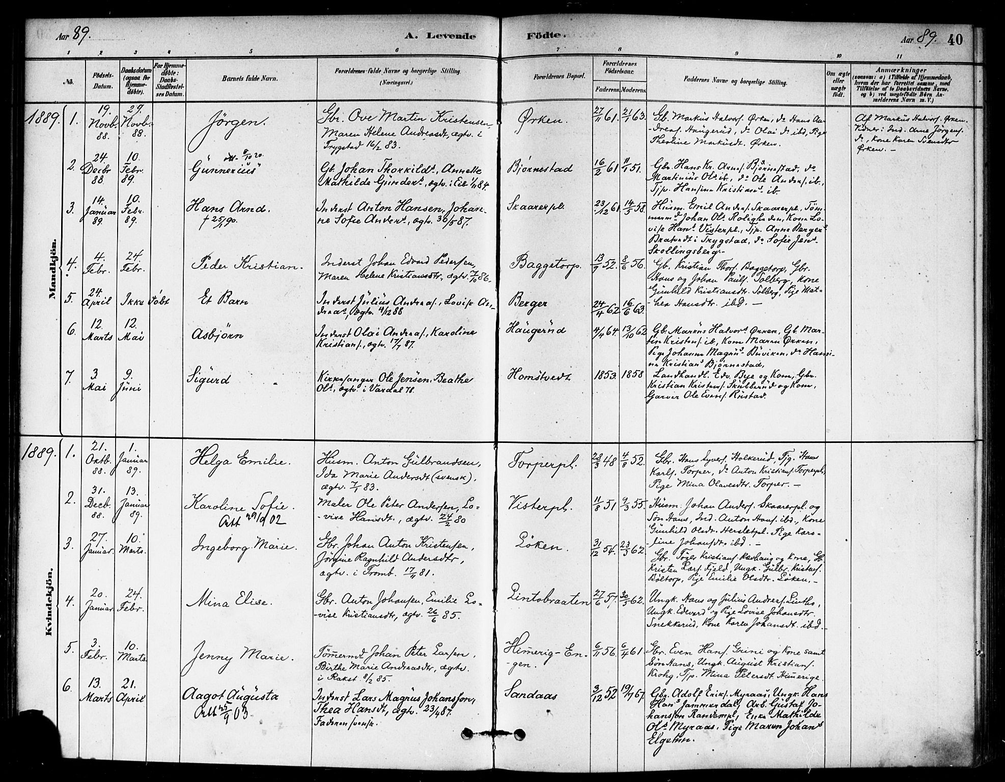 Eidsberg prestekontor Kirkebøker, SAO/A-10905/F/Fb/L0001: Parish register (official) no. II 1, 1879-1900, p. 40