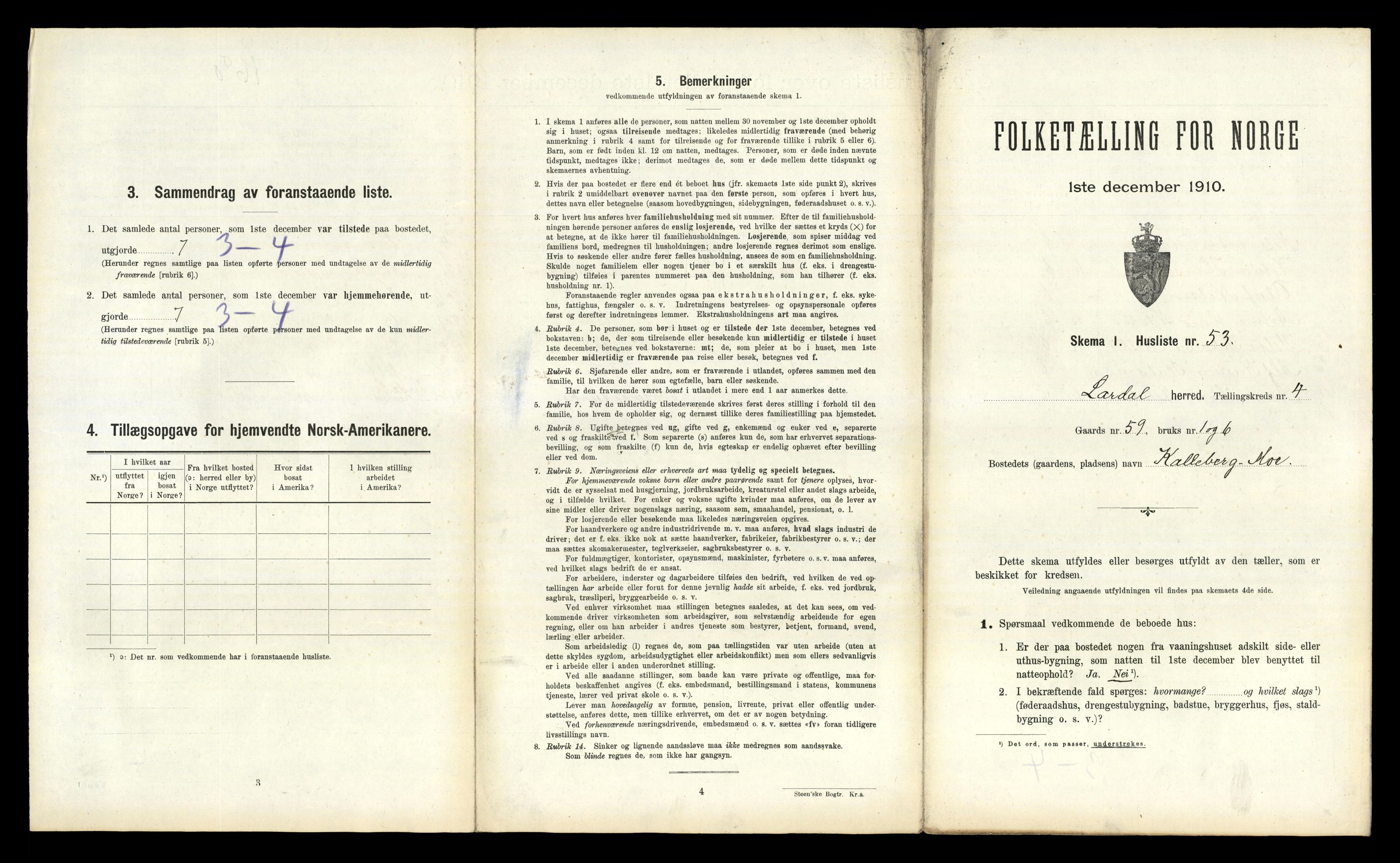 RA, 1910 census for Lardal, 1910, p. 640