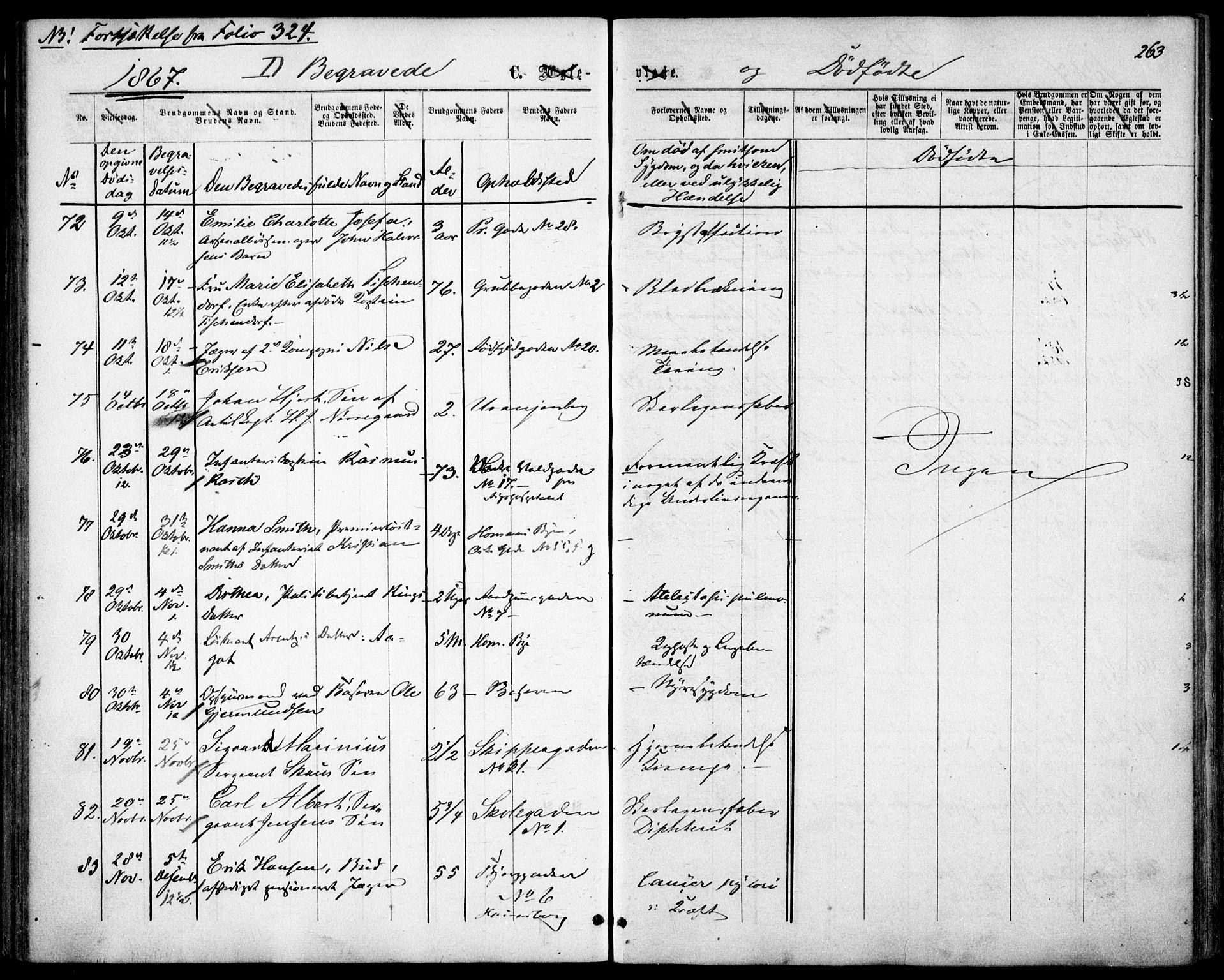 Garnisonsmenigheten Kirkebøker, SAO/A-10846/F/Fa/L0010: Parish register (official) no. 10, 1859-1869, p. 263