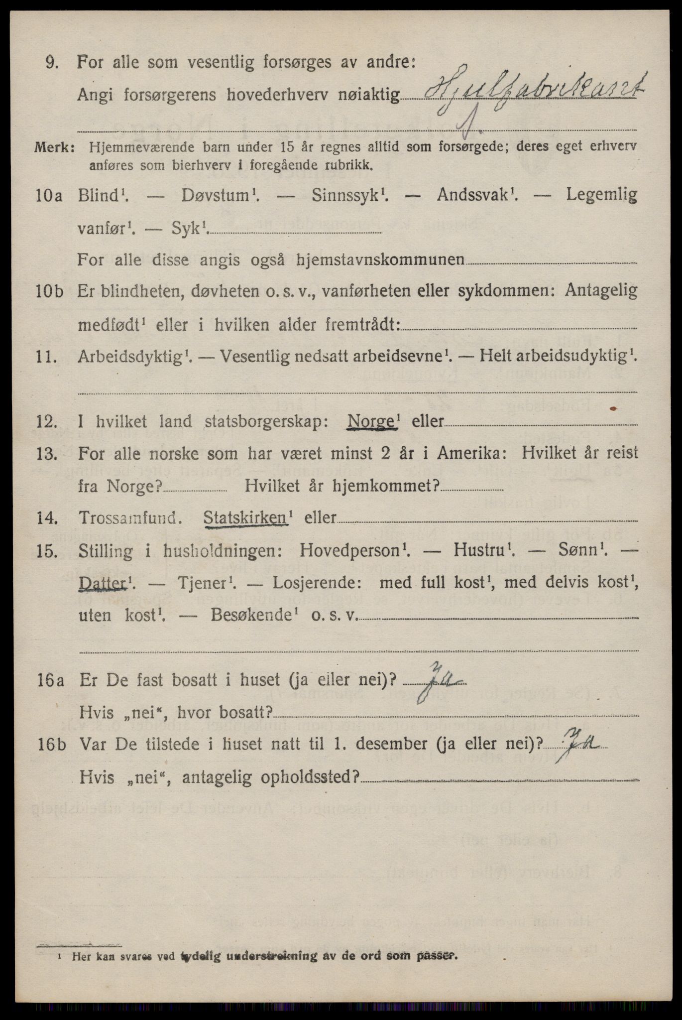 SAST, 1920 census for Høyland, 1920, p. 12989