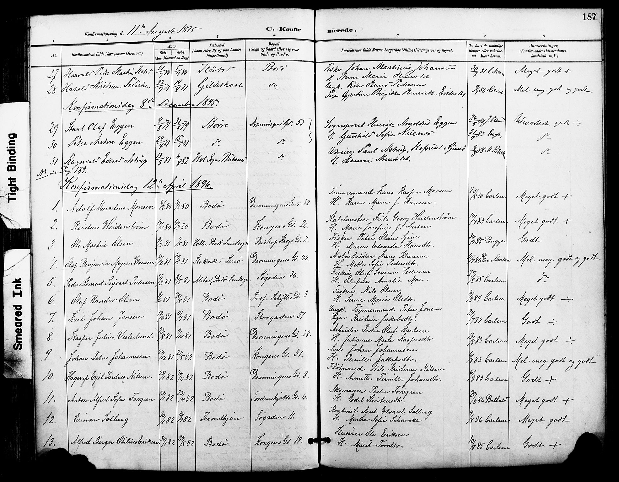 Ministerialprotokoller, klokkerbøker og fødselsregistre - Nordland, AV/SAT-A-1459/801/L0010: Parish register (official) no. 801A10, 1888-1899, p. 187