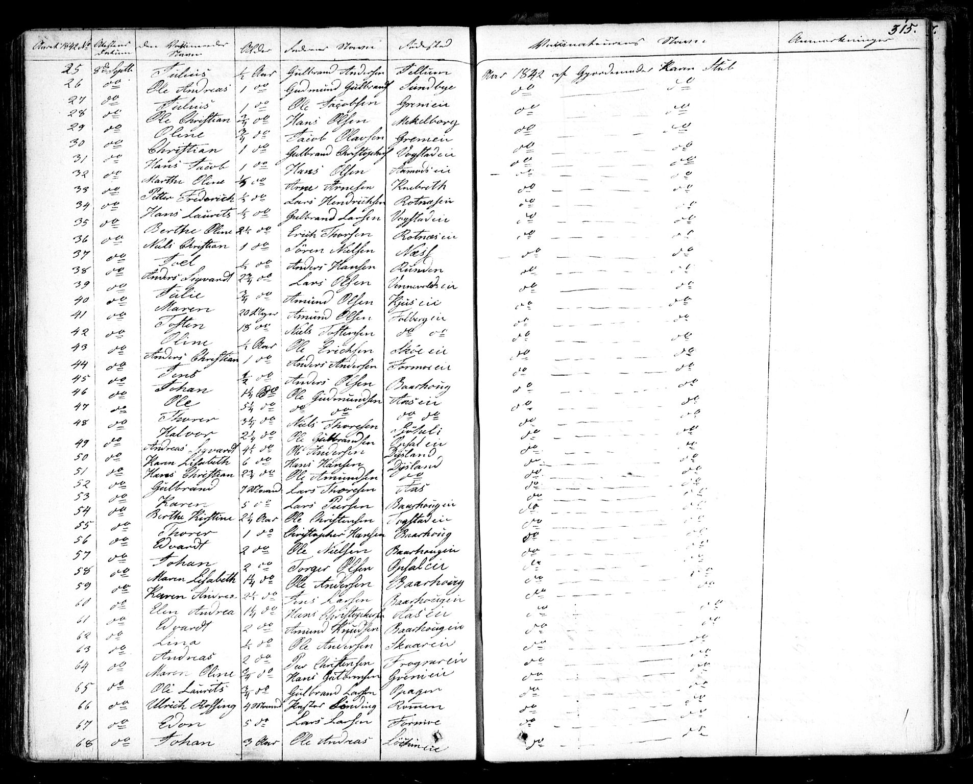 Nes prestekontor Kirkebøker, AV/SAO-A-10410/F/Fa/L0006: Parish register (official) no. I 6, 1833-1845, p. 315