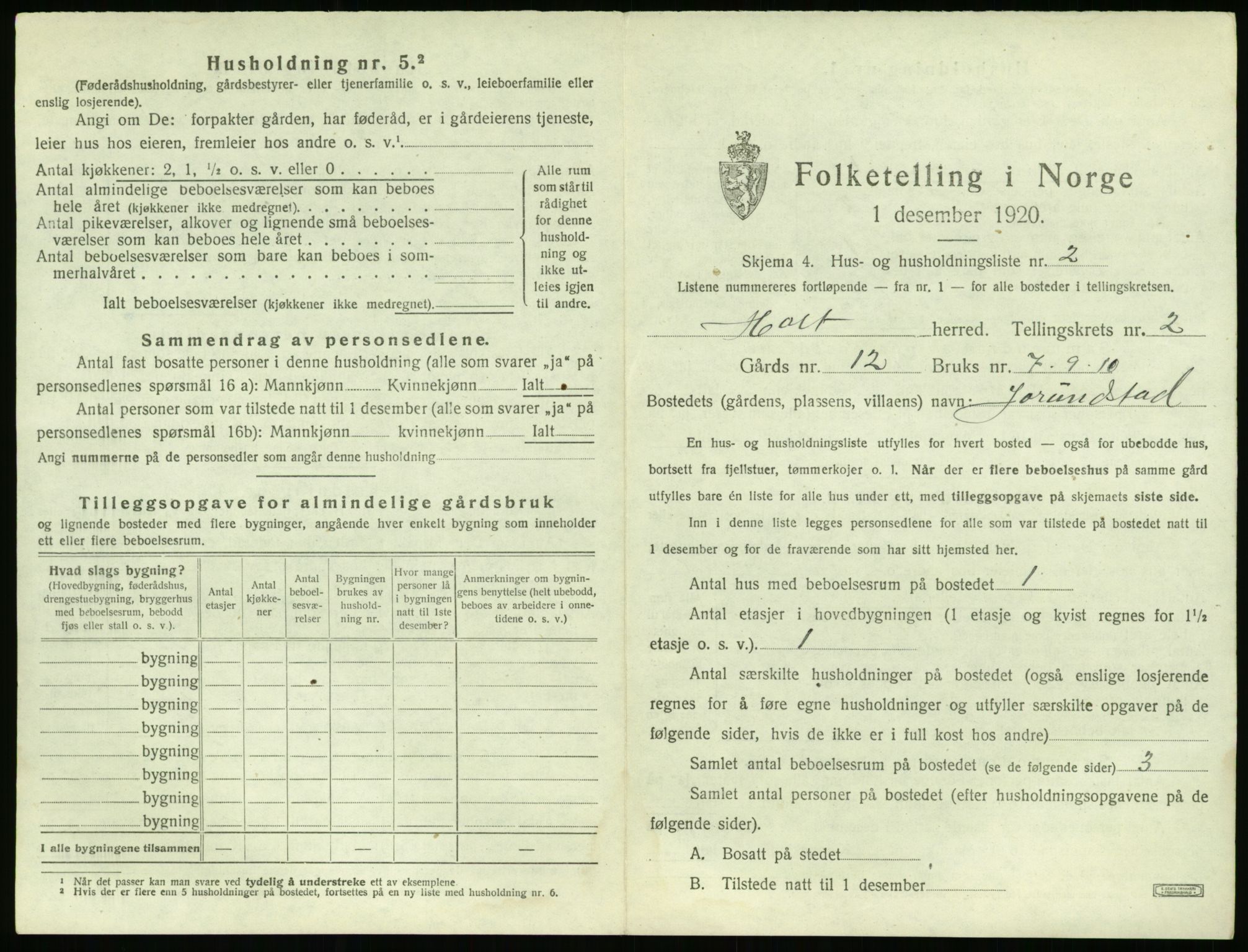 SAK, 1920 census for Holt, 1920, p. 164