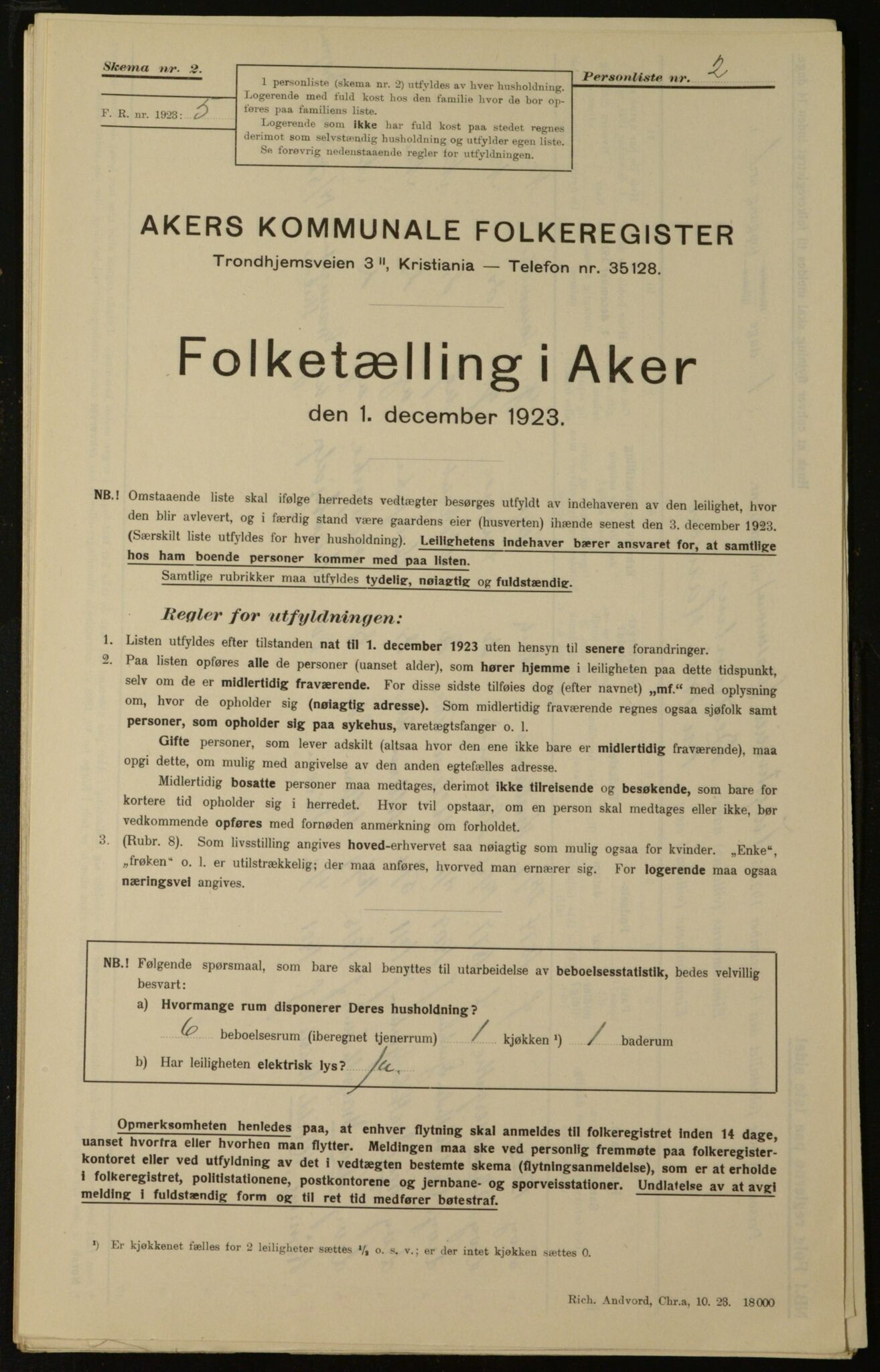 , Municipal Census 1923 for Aker, 1923, p. 31