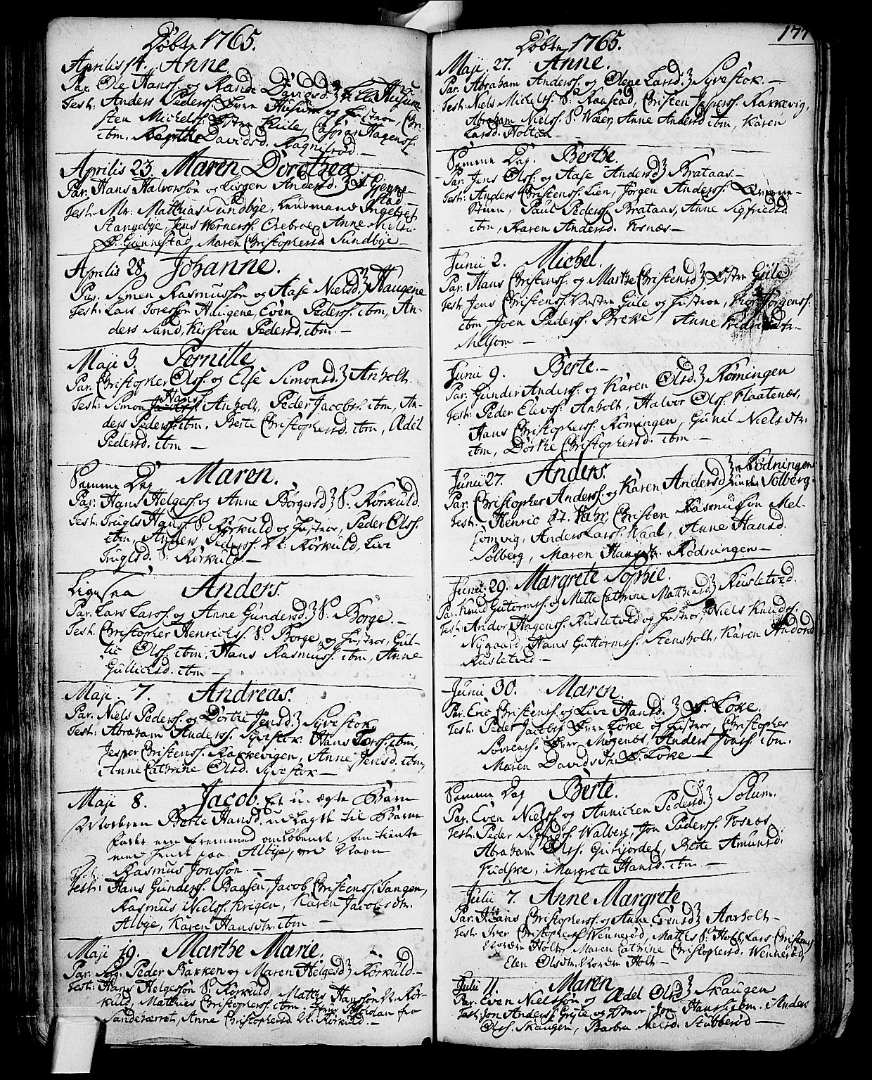Stokke kirkebøker, SAKO/A-320/F/Fa/L0002: Parish register (official) no. I 2, 1732-1770, p. 177