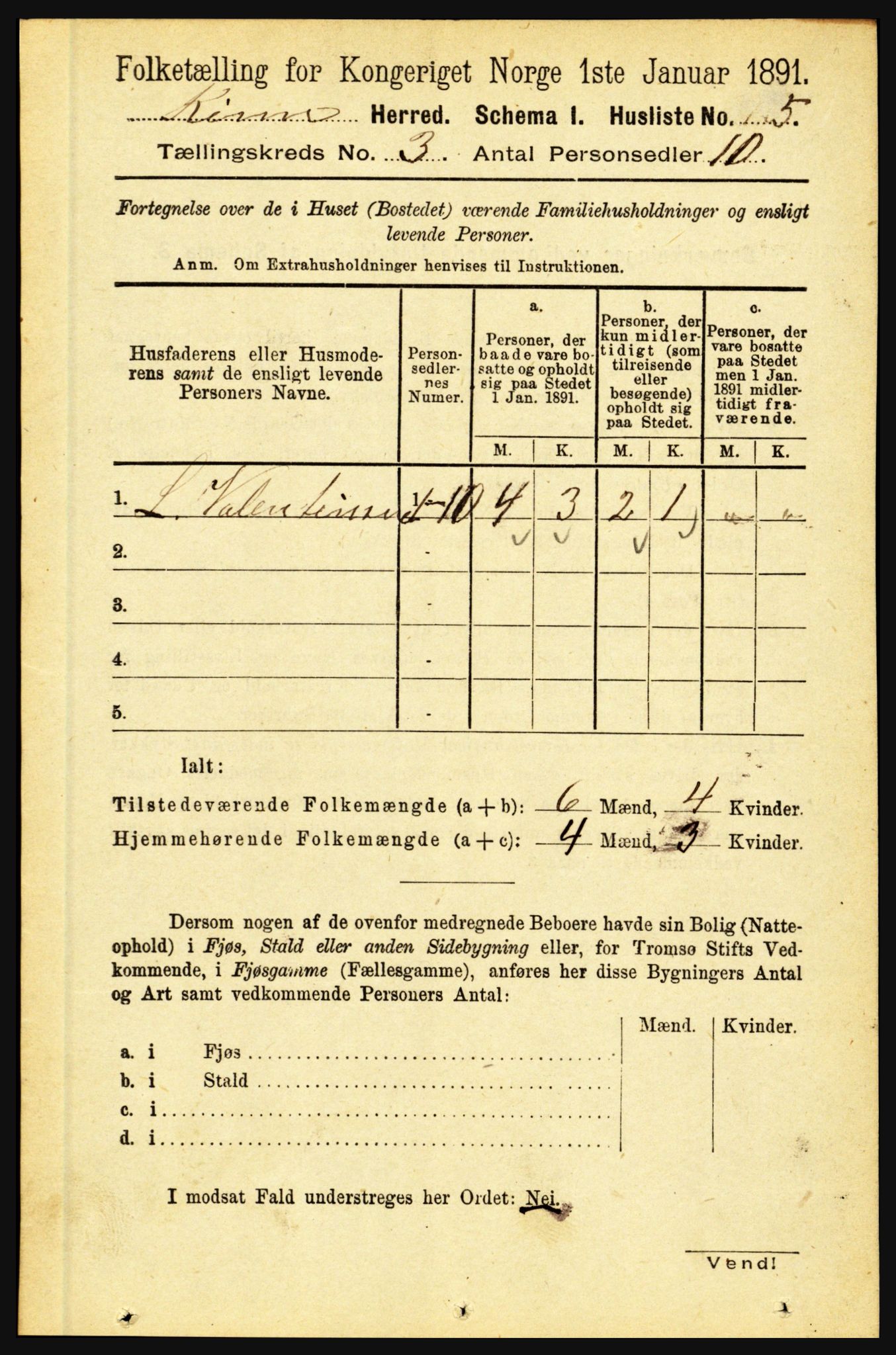 RA, 1891 census for 1437 Kinn, 1891, p. 888