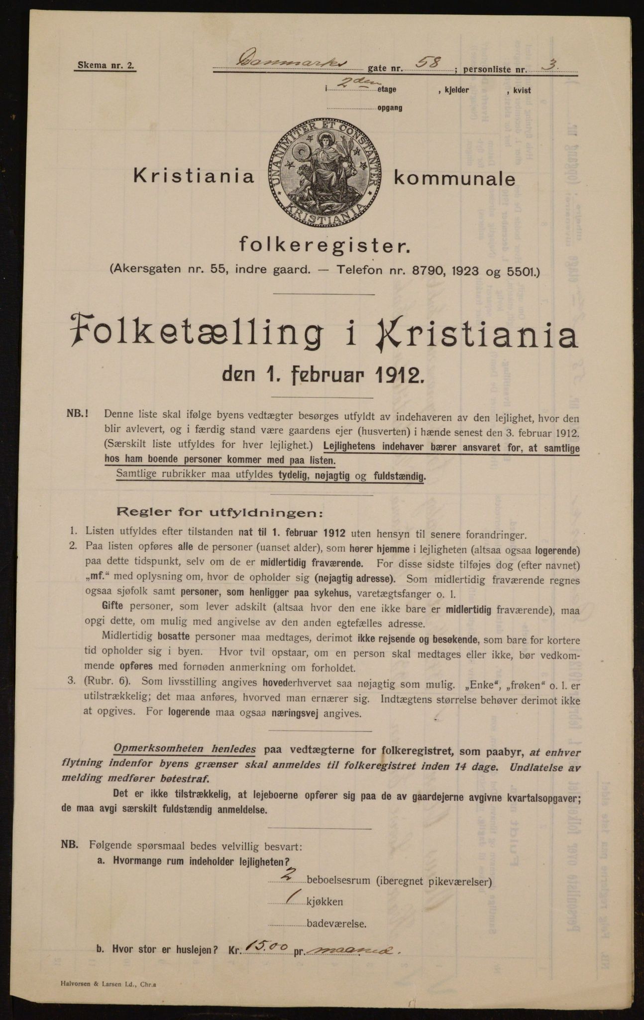 OBA, Municipal Census 1912 for Kristiania, 1912, p. 14964