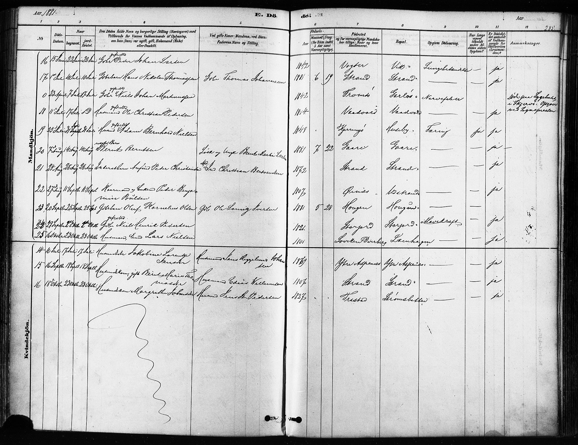 Kvæfjord sokneprestkontor, SATØ/S-1323/G/Ga/Gaa/L0005kirke: Parish register (official) no. 5, 1878-1894, p. 285