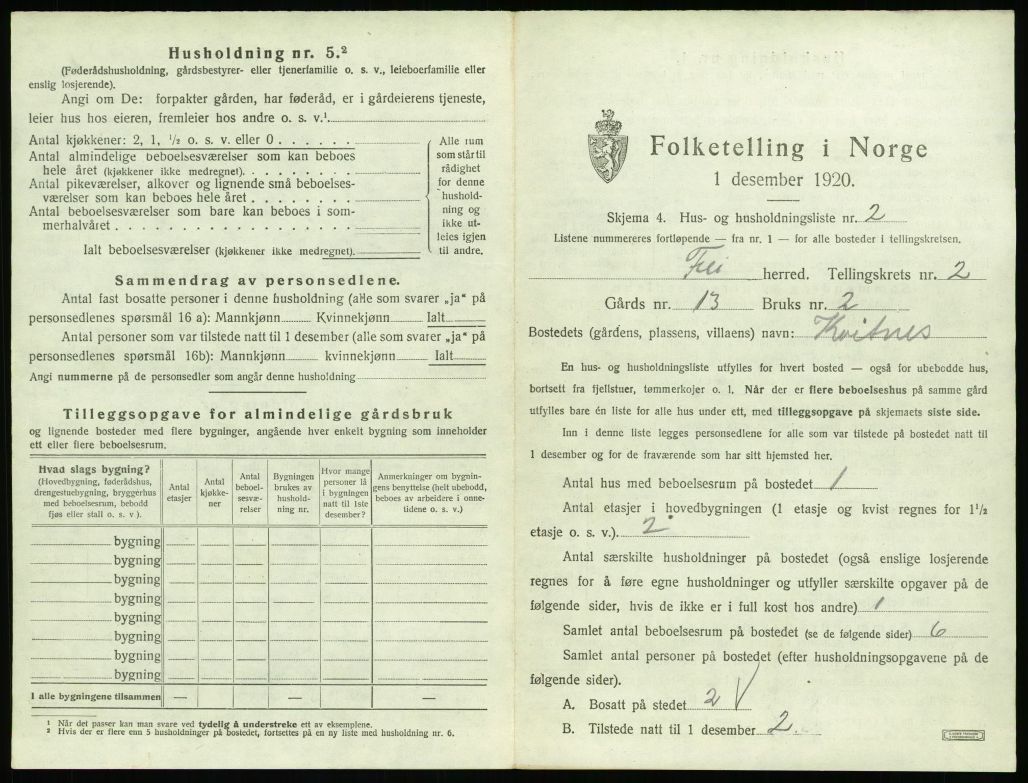 SAT, 1920 census for Frei, 1920, p. 125