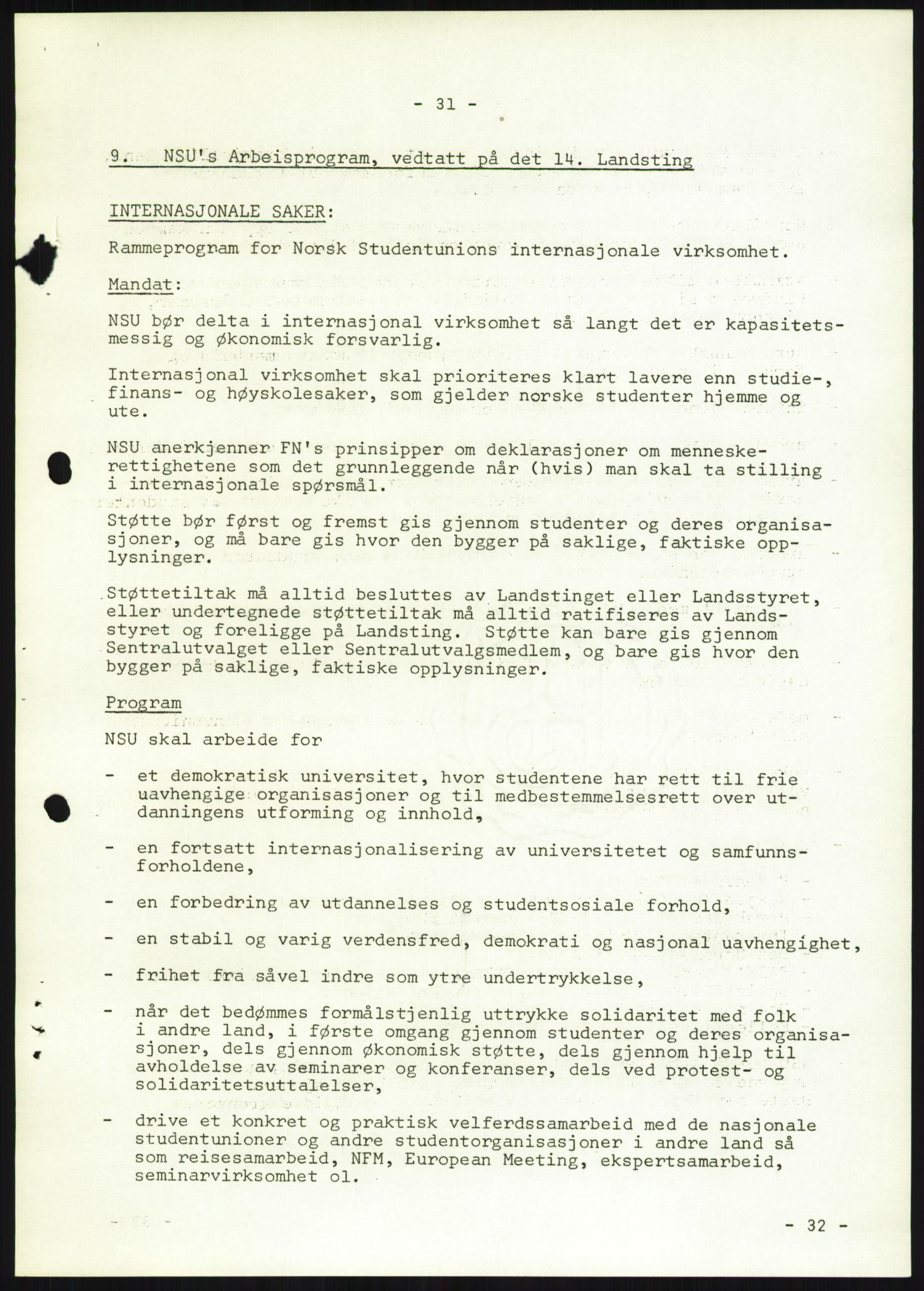 Norsk Studentunion, AV/RA-PA-0794/Fg/L0067: Landstinget, 1968-1979