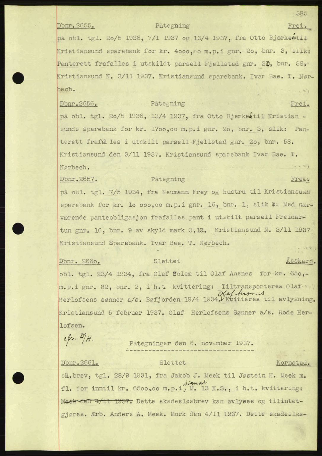 Nordmøre sorenskriveri, AV/SAT-A-4132/1/2/2Ca: Mortgage book no. C80, 1936-1939, Diary no: : 2655/1937