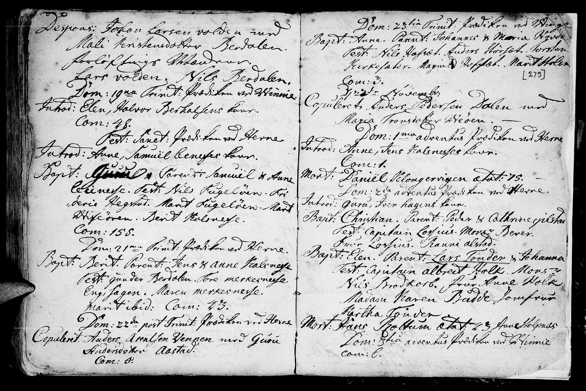 Ministerialprotokoller, klokkerbøker og fødselsregistre - Sør-Trøndelag, SAT/A-1456/630/L0488: Parish register (official) no. 630A01, 1717-1756, p. 272-273