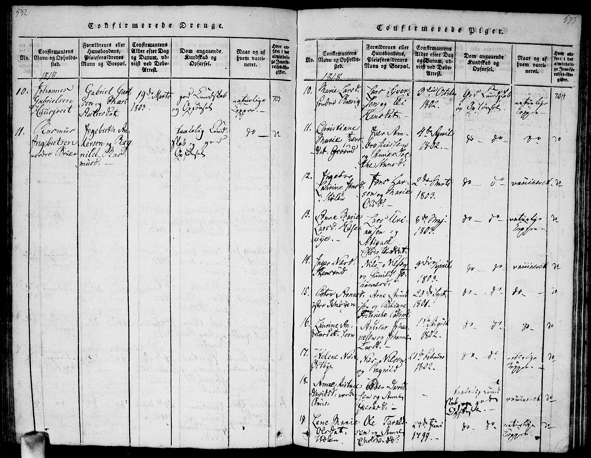 Vestby prestekontor Kirkebøker, AV/SAO-A-10893/G/Ga/L0001: Parish register (copy) no. I 1, 1814-1827, p. 532-533