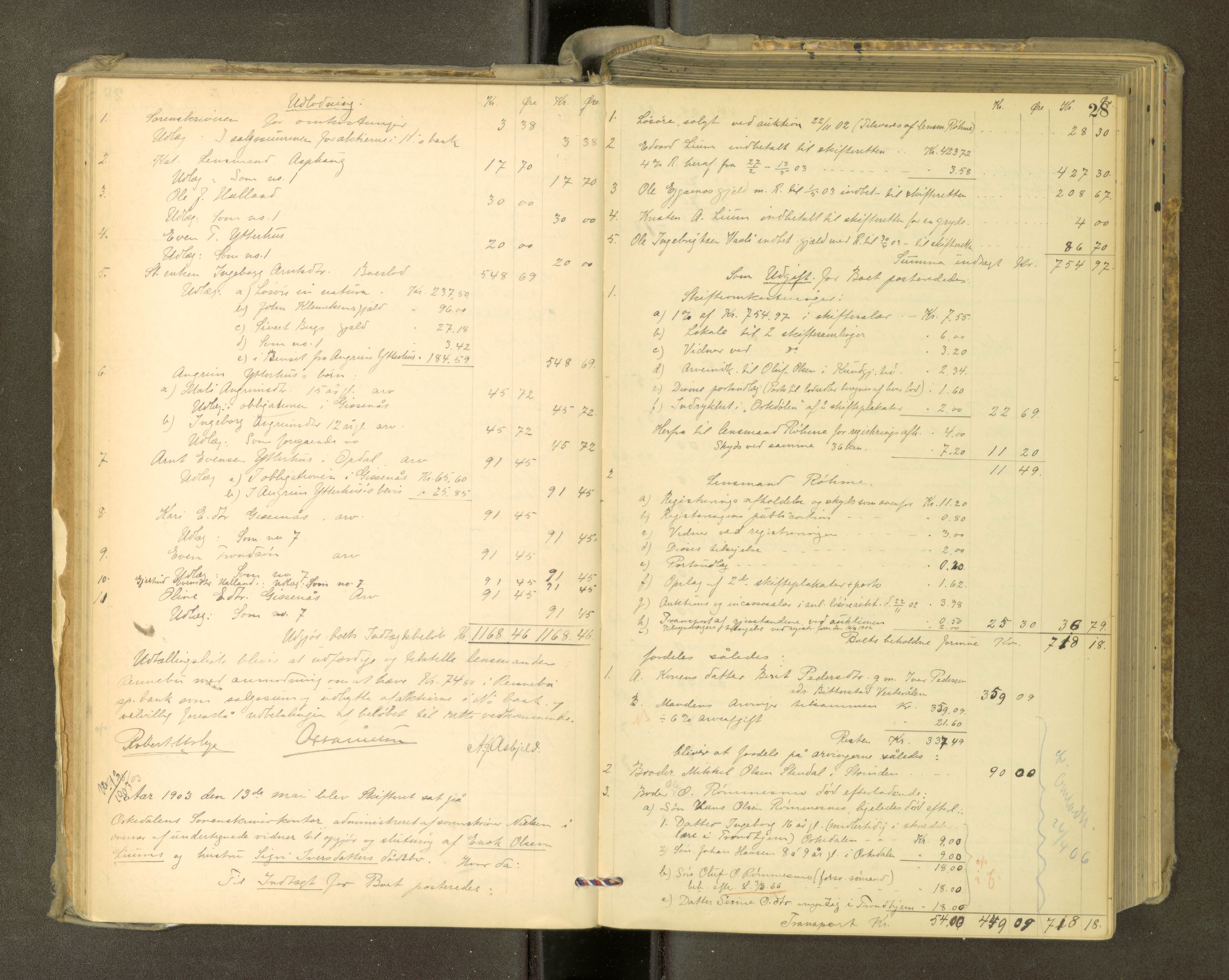 Orkdal sorenskriveri, AV/SAT-A-4169/1/3/3Aa/L0015: Skifteprotokoller, 1902-1915, p. 27b-28a