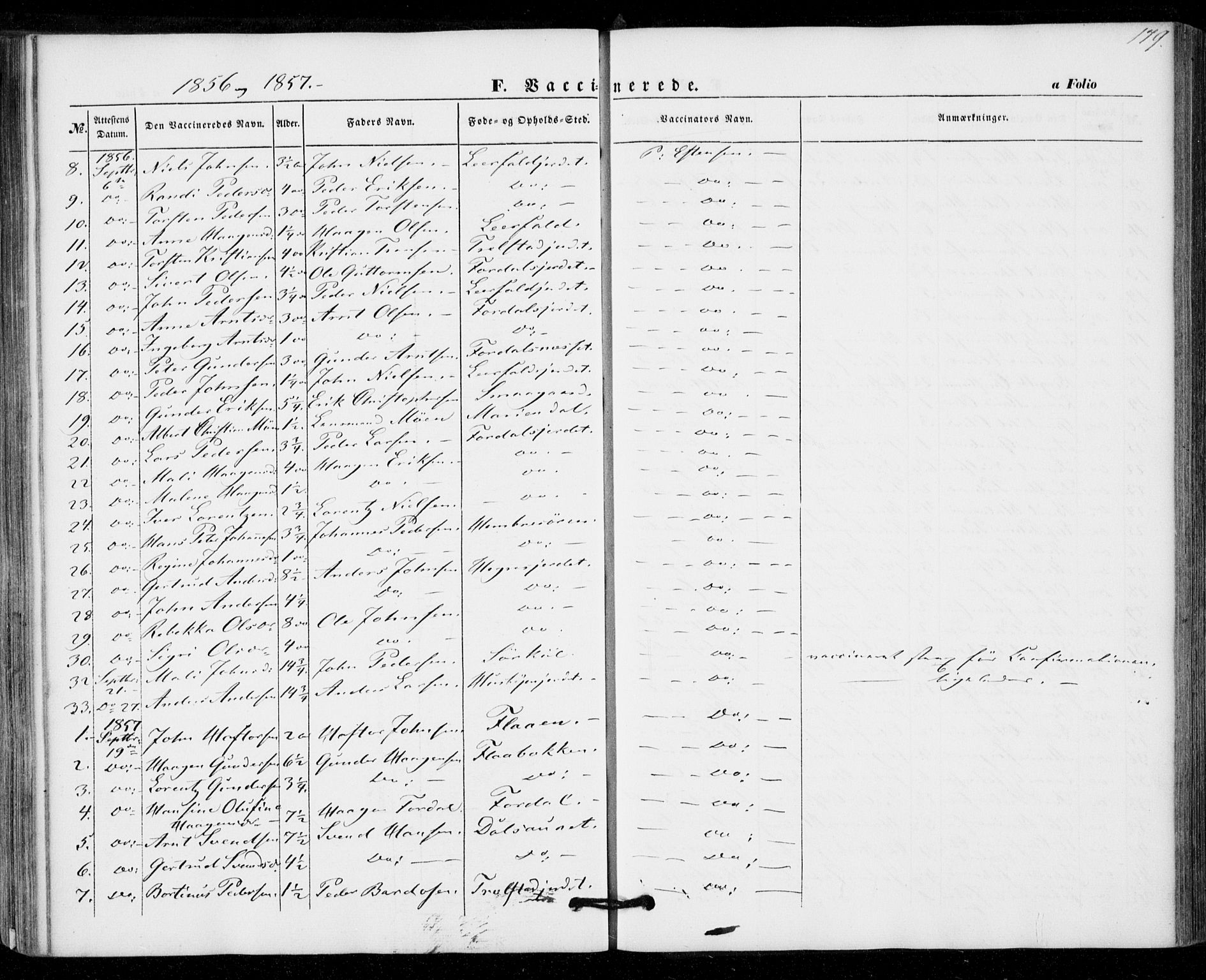 Ministerialprotokoller, klokkerbøker og fødselsregistre - Nord-Trøndelag, AV/SAT-A-1458/703/L0028: Parish register (official) no. 703A01, 1850-1862, p. 179
