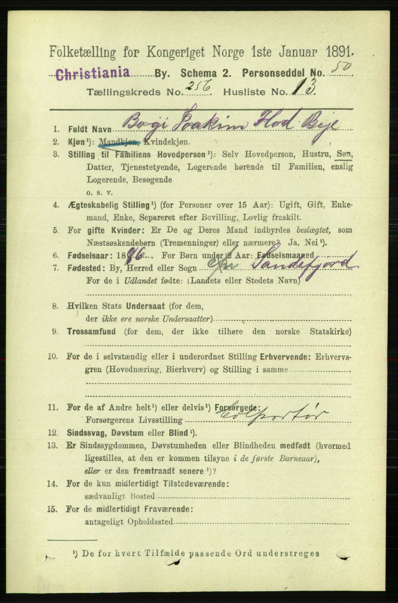 RA, 1891 census for 0301 Kristiania, 1891, p. 156382