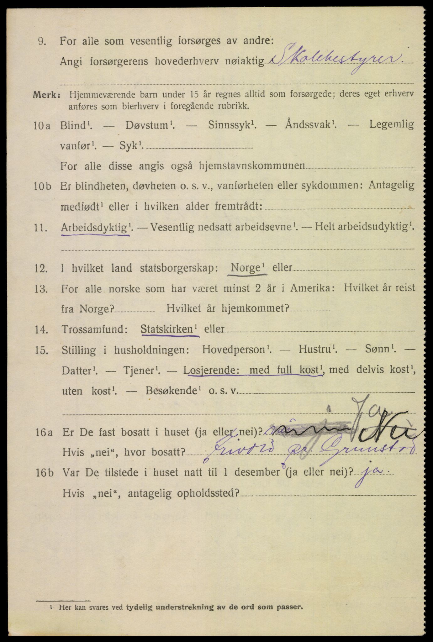 SAK, 1920 census for Arendal, 1920, p. 18599