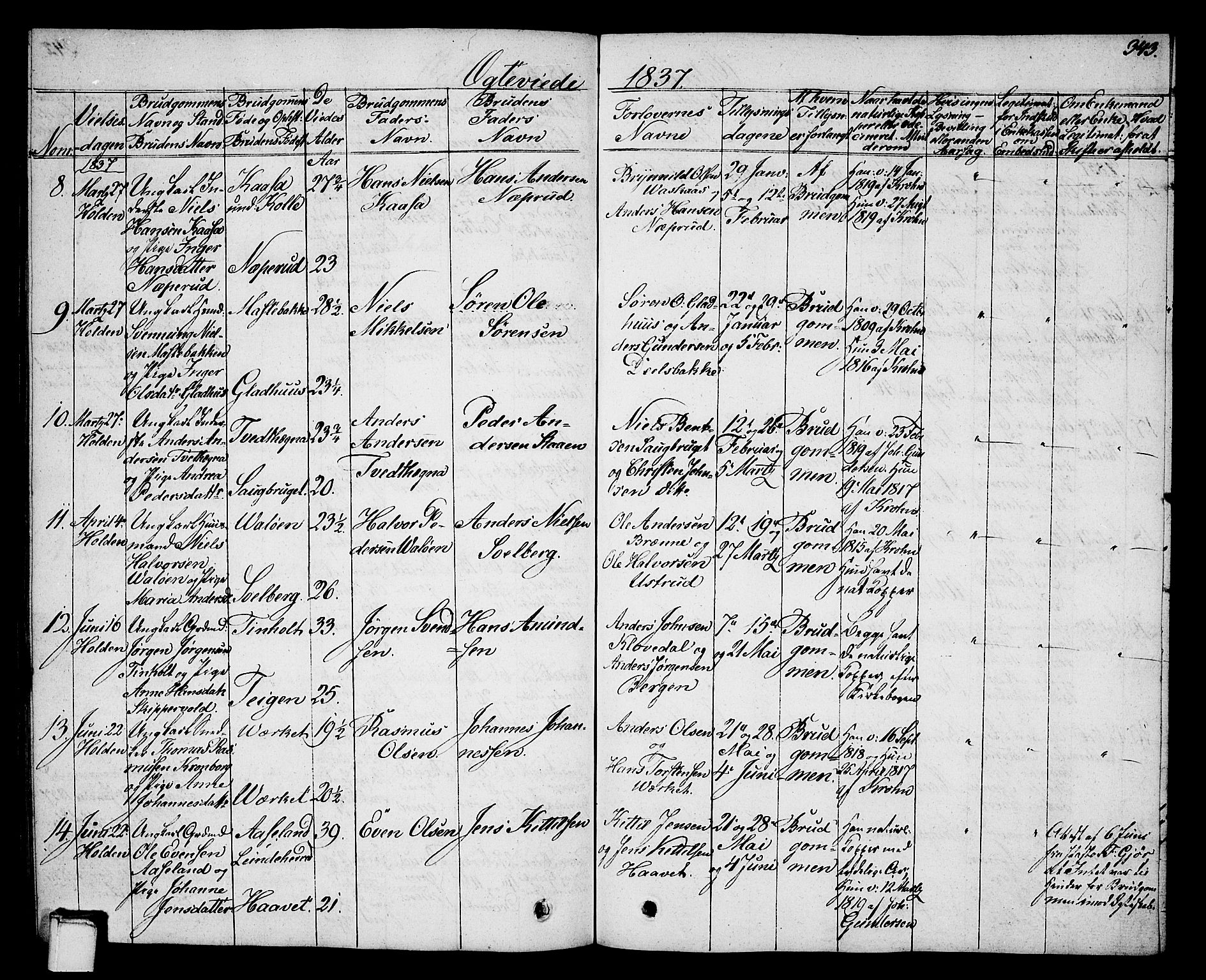 Holla kirkebøker, AV/SAKO-A-272/G/Ga/L0002: Parish register (copy) no. I 2, 1830-1848, p. 343