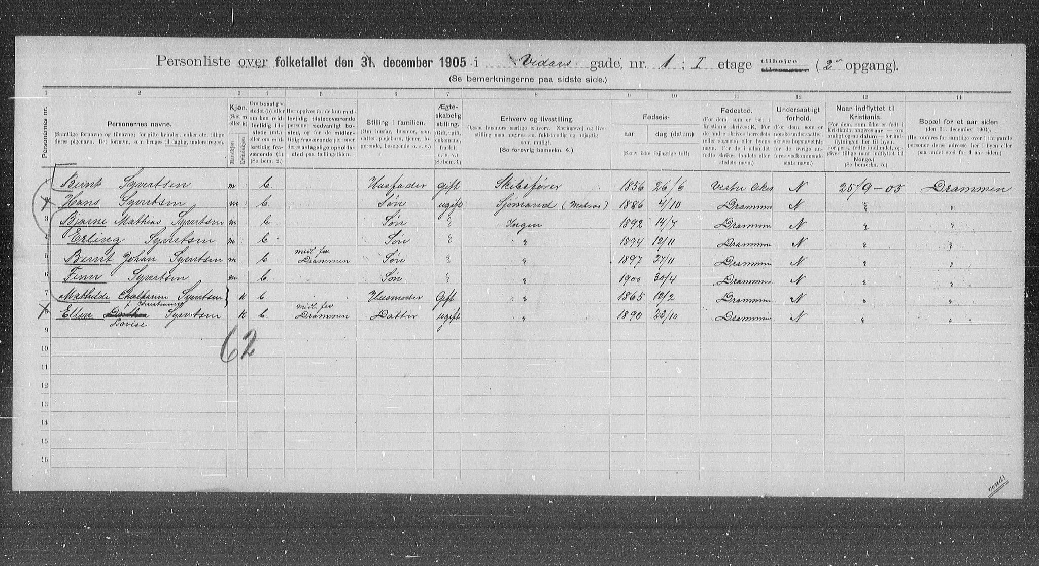 OBA, Municipal Census 1905 for Kristiania, 1905, p. 65171