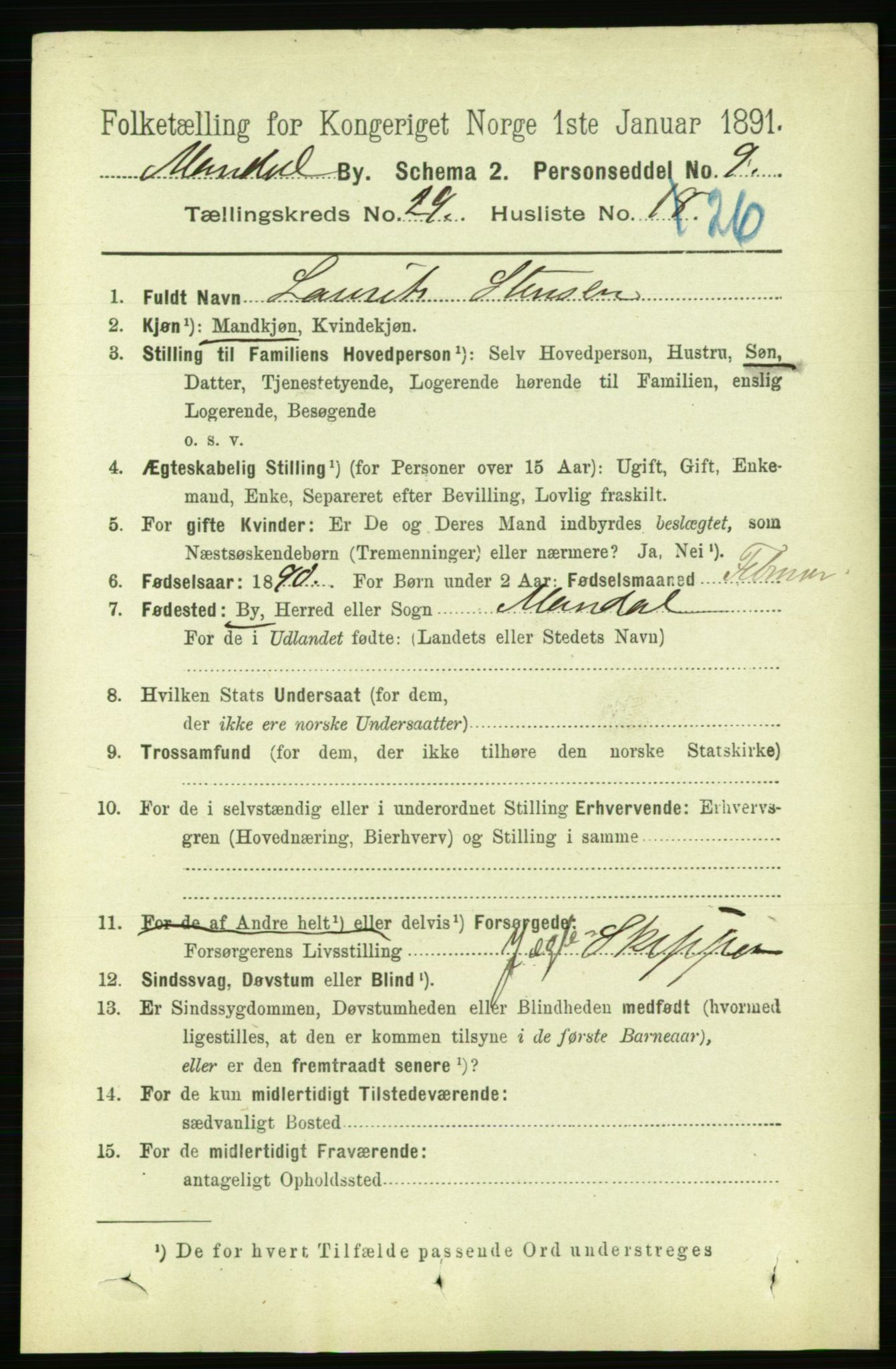 RA, 1891 census for 1002 Mandal, 1891, p. 5222