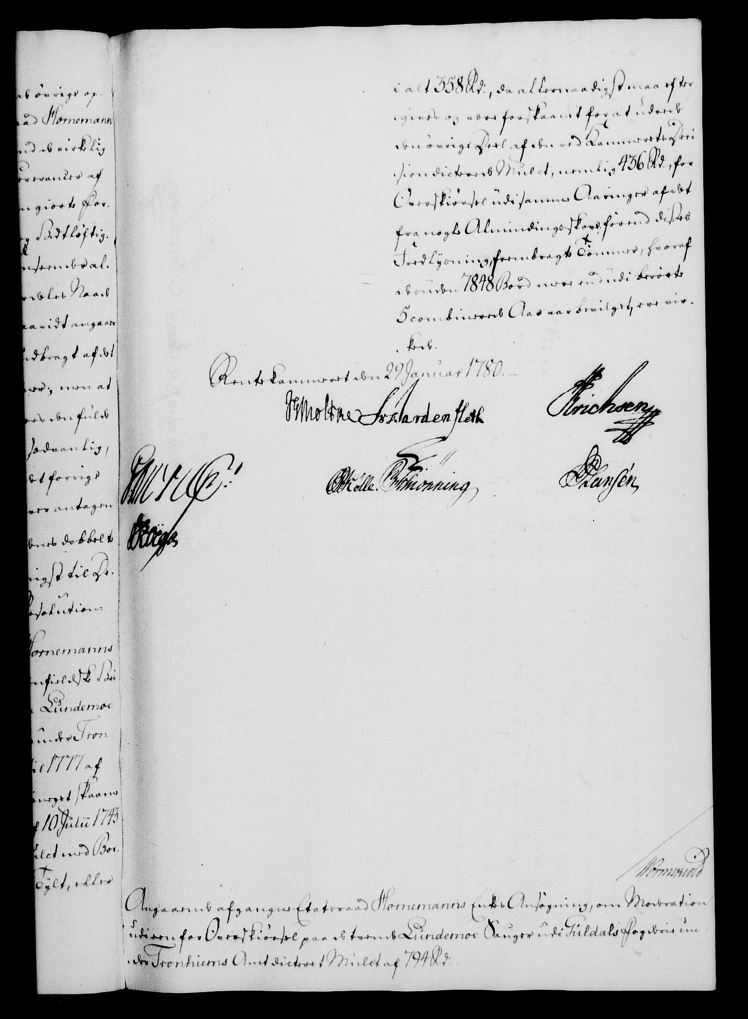 Rentekammeret, Kammerkanselliet, RA/EA-3111/G/Gf/Gfa/L0062: Norsk relasjons- og resolusjonsprotokoll (merket RK 52.62), 1780, p. 96