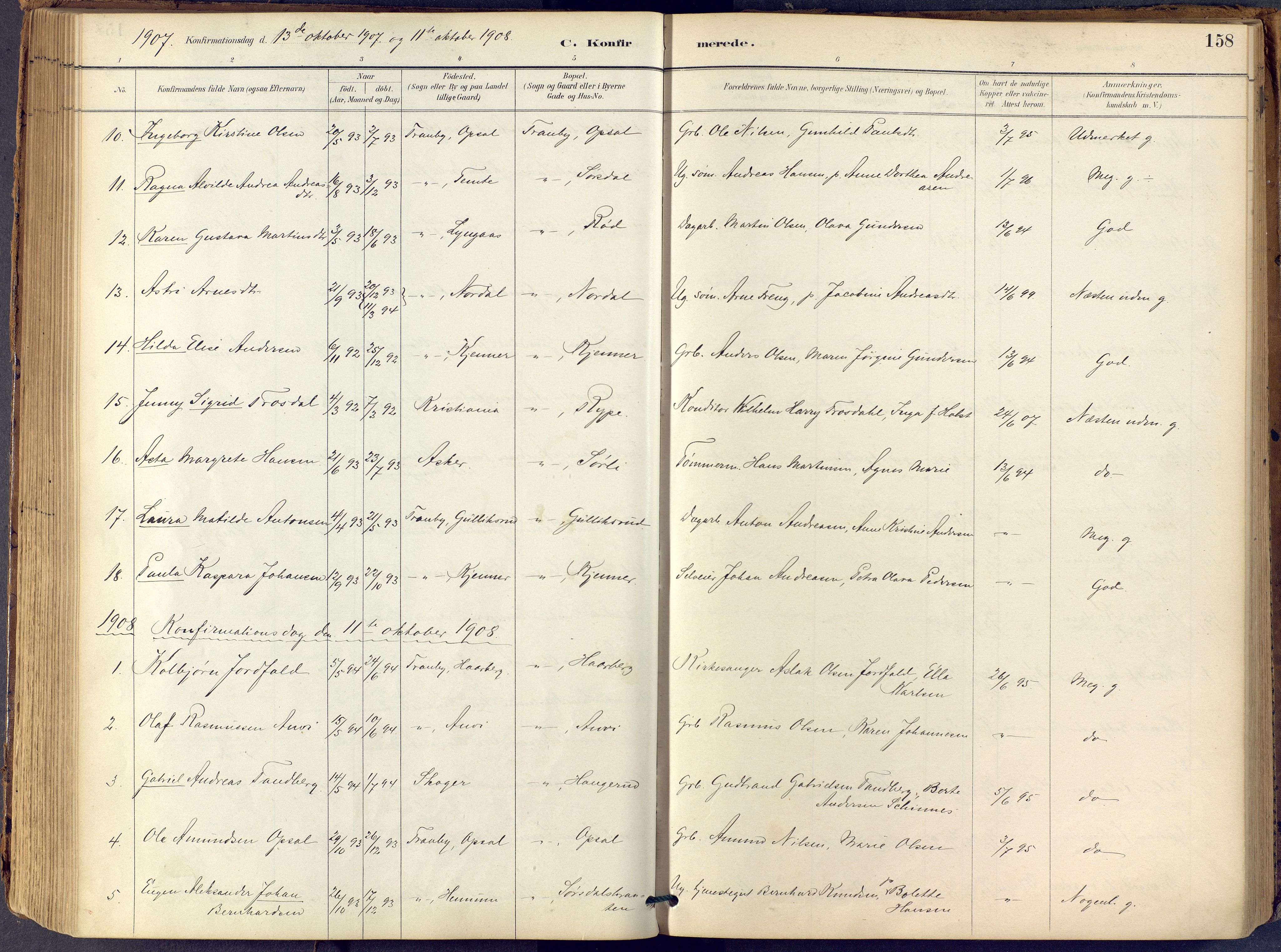 Lier kirkebøker, SAKO/A-230/F/Fb/L0001: Parish register (official) no. II 1, 1883-1910, p. 158
