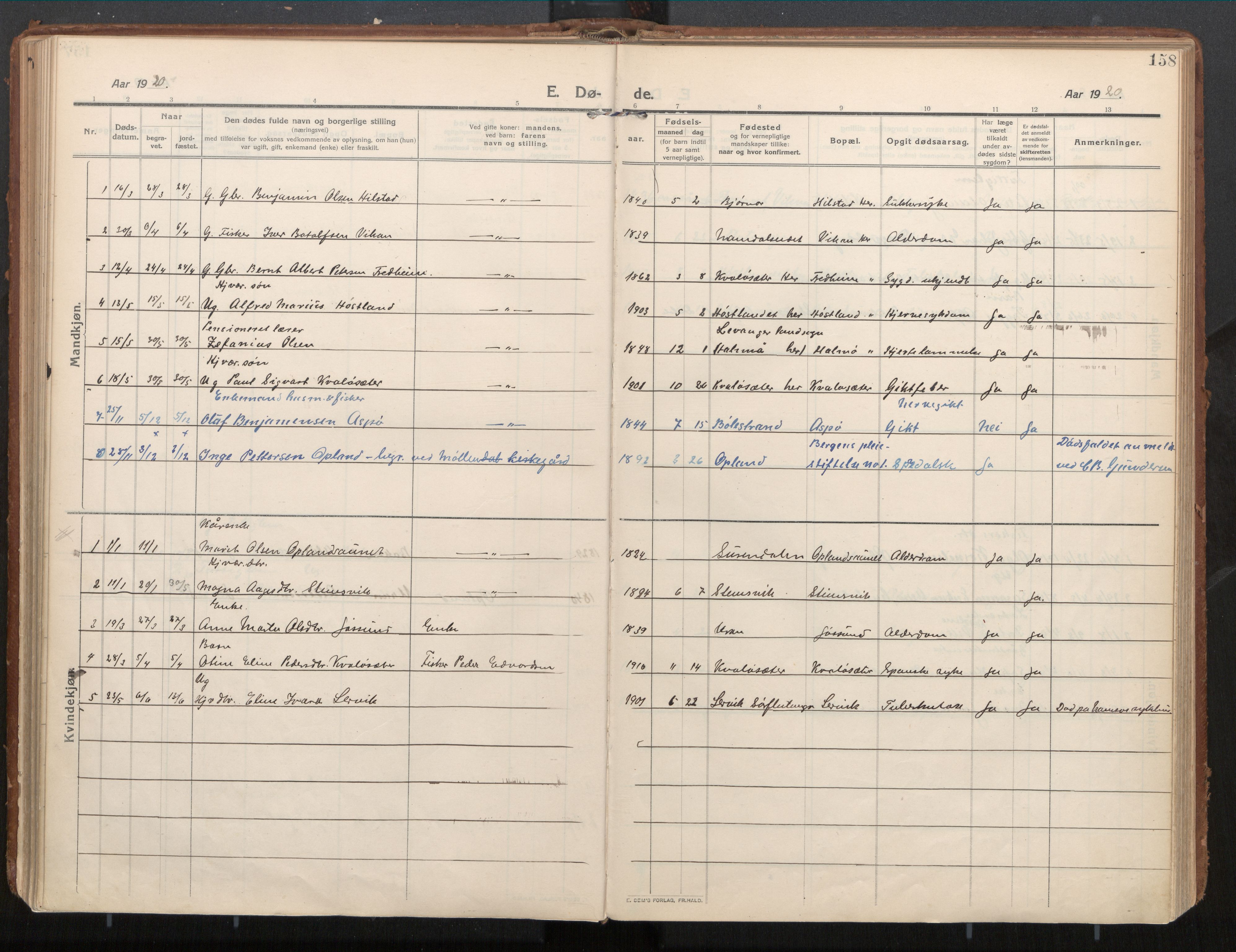 Ministerialprotokoller, klokkerbøker og fødselsregistre - Nord-Trøndelag, AV/SAT-A-1458/771/L0598: Parish register (official) no. 771A05, 1911-1937, p. 158