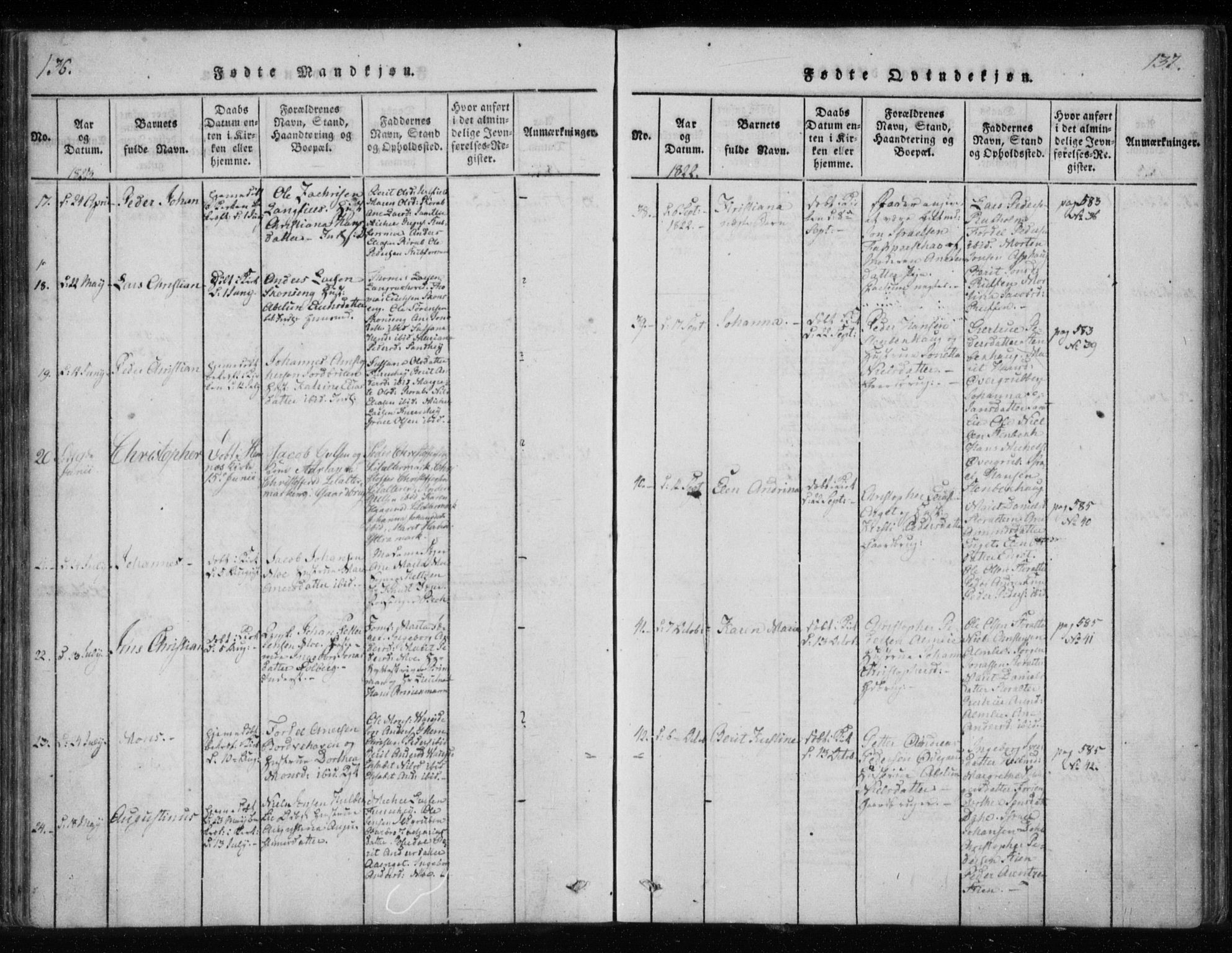 Ministerialprotokoller, klokkerbøker og fødselsregistre - Nordland, SAT/A-1459/825/L0353: Parish register (official) no. 825A07, 1820-1826, p. 136-137