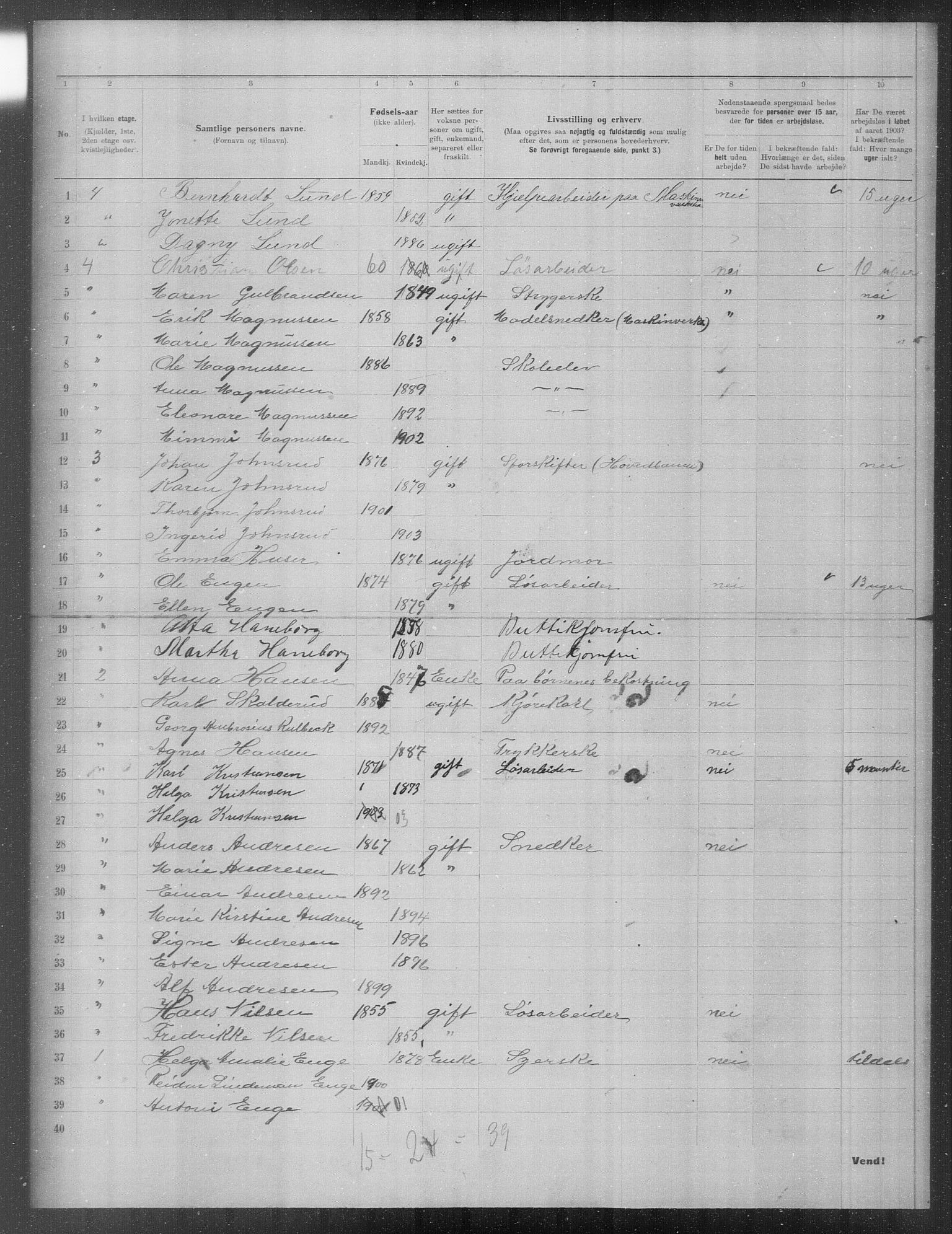 OBA, Municipal Census 1903 for Kristiania, 1903, p. 24065