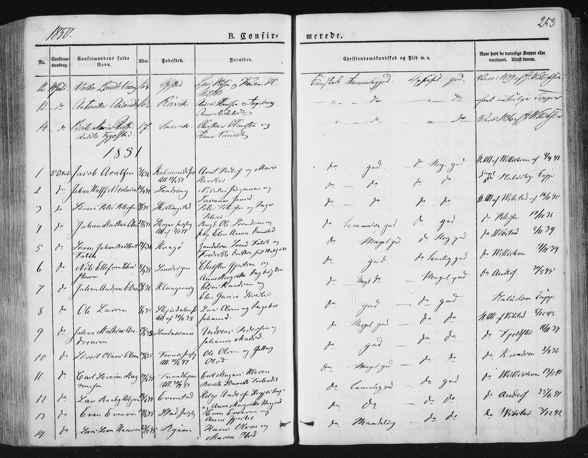 Ministerialprotokoller, klokkerbøker og fødselsregistre - Nord-Trøndelag, SAT/A-1458/784/L0669: Parish register (official) no. 784A04, 1829-1859, p. 253
