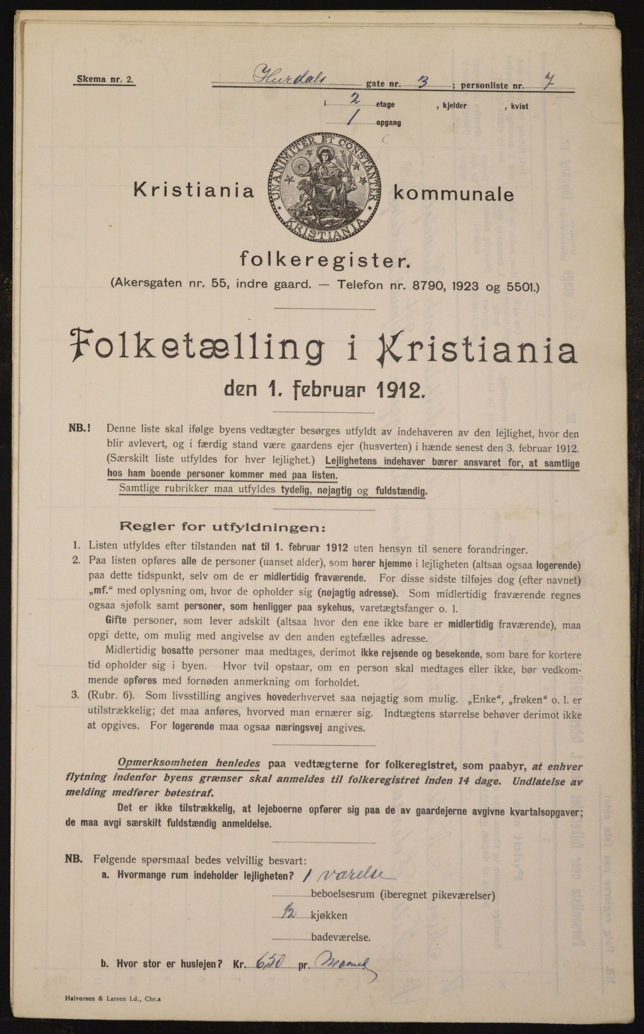 OBA, Municipal Census 1912 for Kristiania, 1912, p. 42645