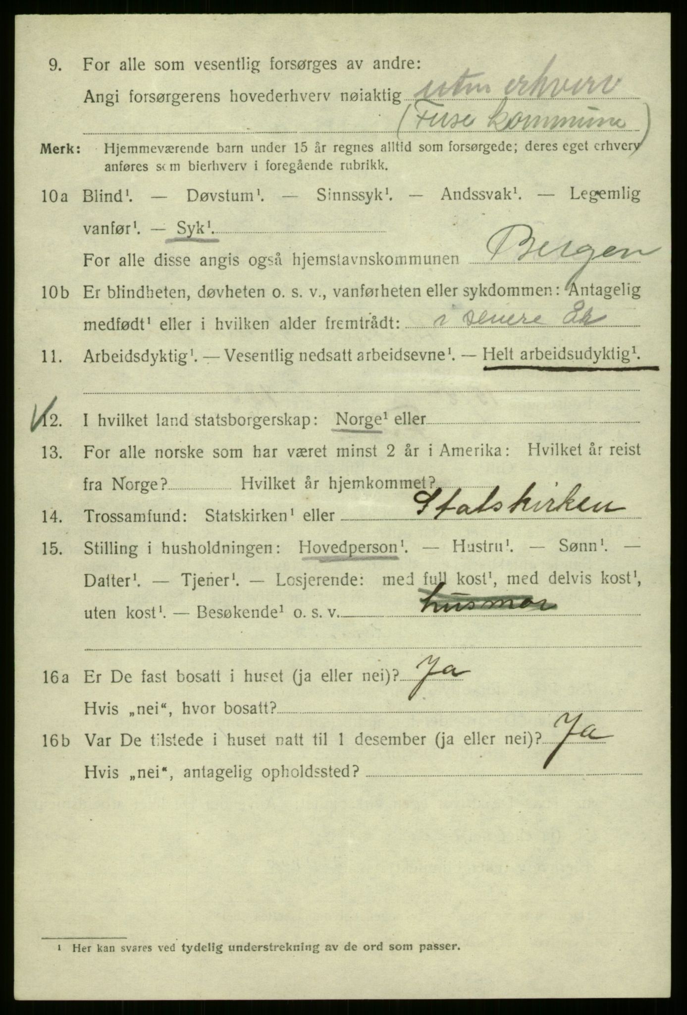 SAB, 1920 census for Bergen, 1920, p. 211413