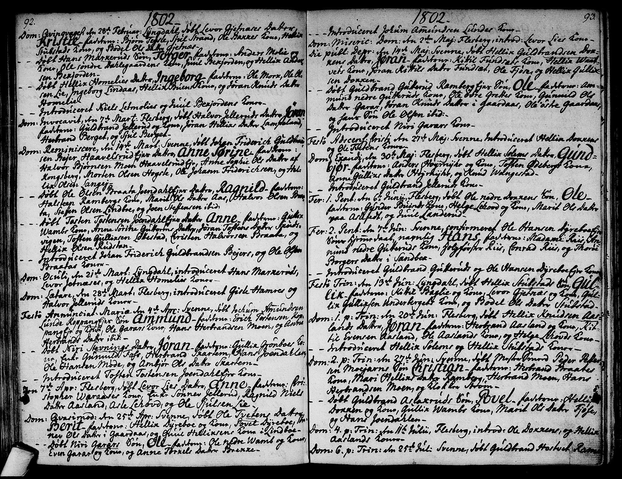 Flesberg kirkebøker, AV/SAKO-A-18/F/Fa/L0004: Parish register (official) no. I 4, 1788-1815, p. 92-93