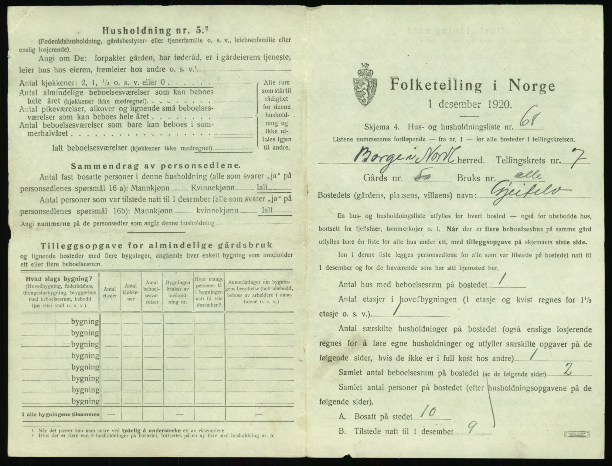 SAT, 1920 census for Borge, 1920, p. 917