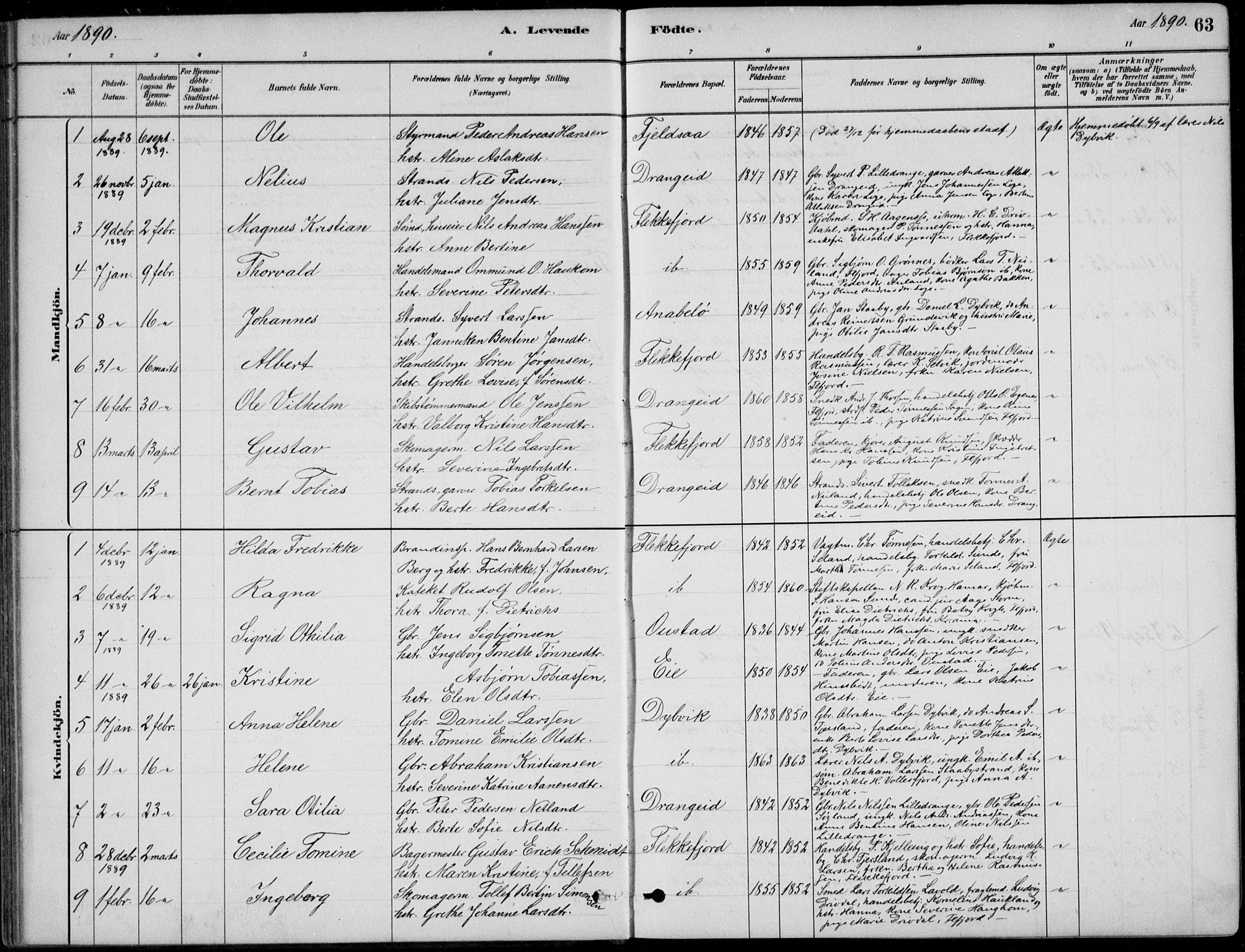 Flekkefjord sokneprestkontor, SAK/1111-0012/F/Fb/Fbc/L0007: Parish register (copy) no. B 7, 1880-1902, p. 63