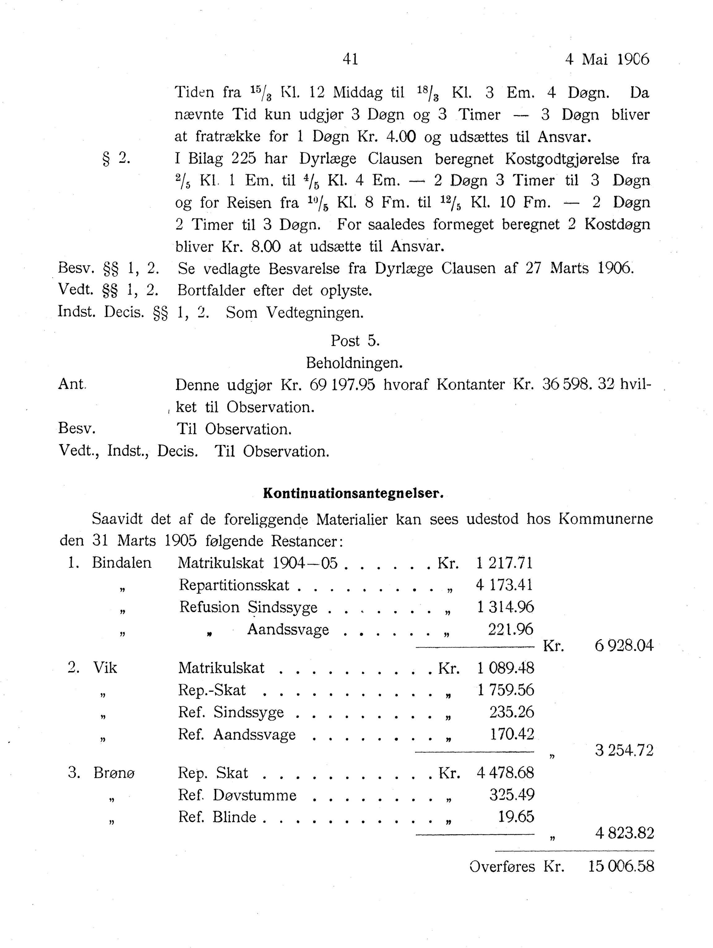 Nordland Fylkeskommune. Fylkestinget, AIN/NFK-17/176/A/Ac/L0029: Fylkestingsforhandlinger 1906, 1906