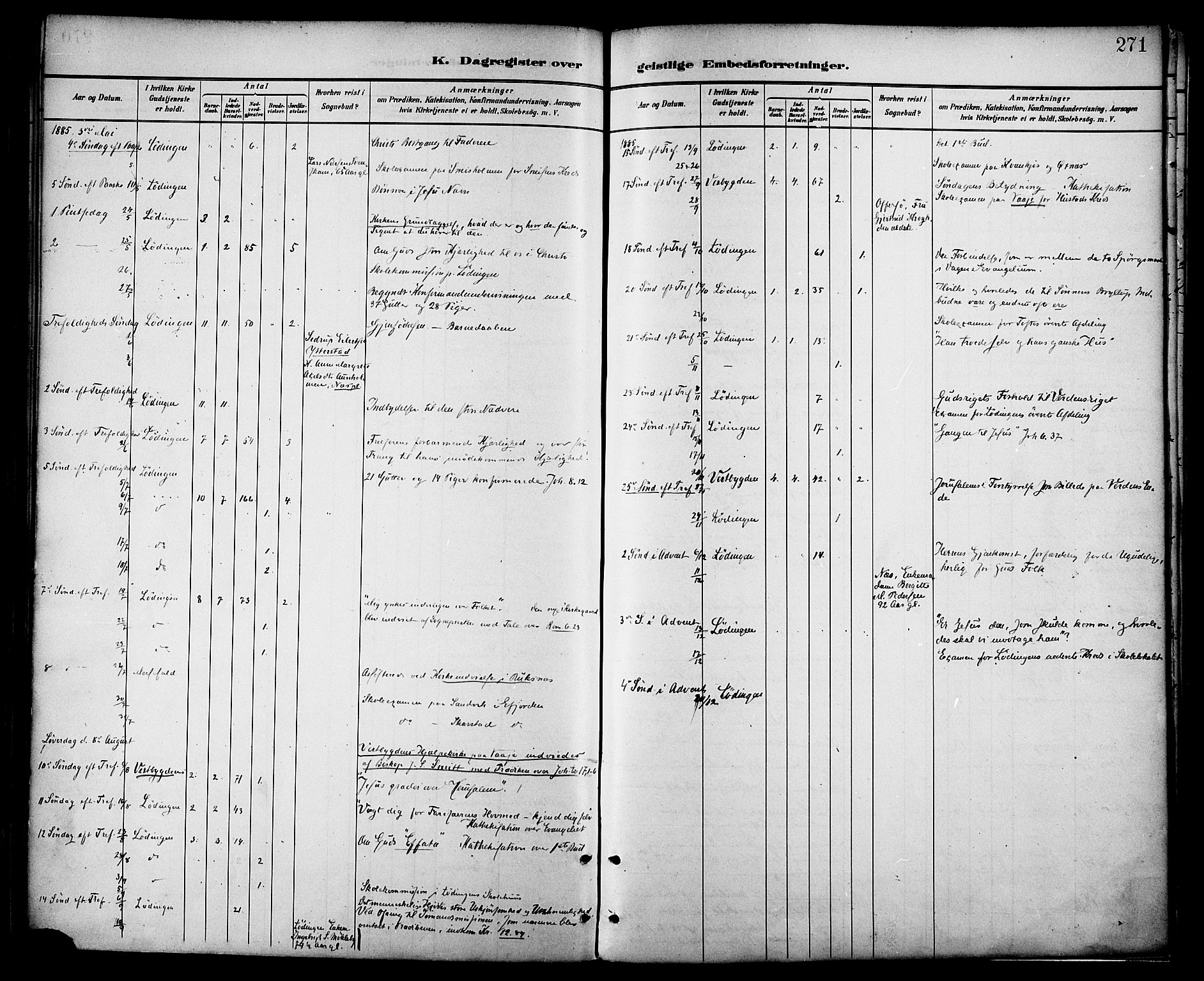 Ministerialprotokoller, klokkerbøker og fødselsregistre - Nordland, AV/SAT-A-1459/872/L1035: Parish register (official) no. 872A10, 1884-1896, p. 271