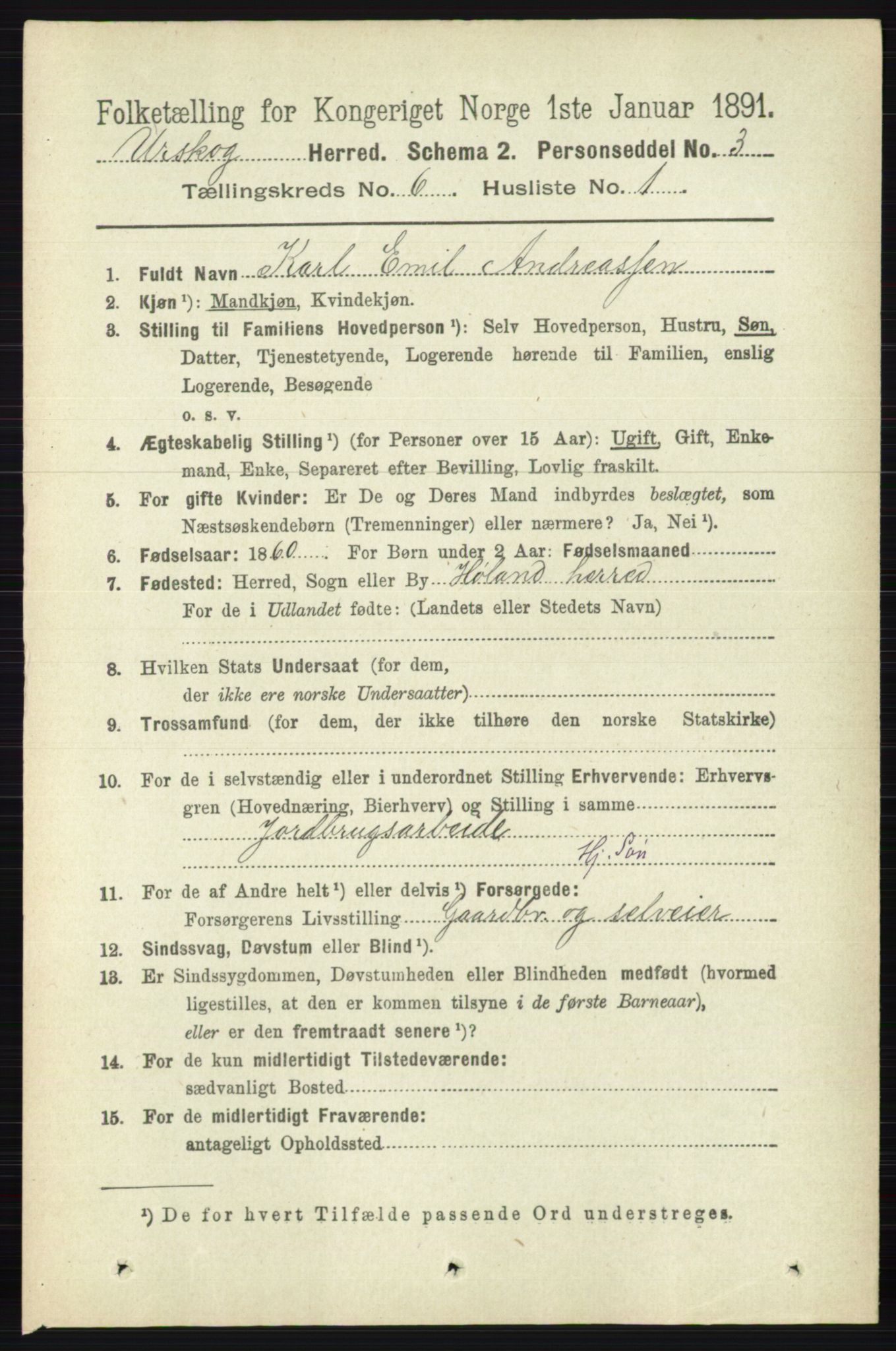 RA, 1891 census for 0224 Aurskog, 1891, p. 2739