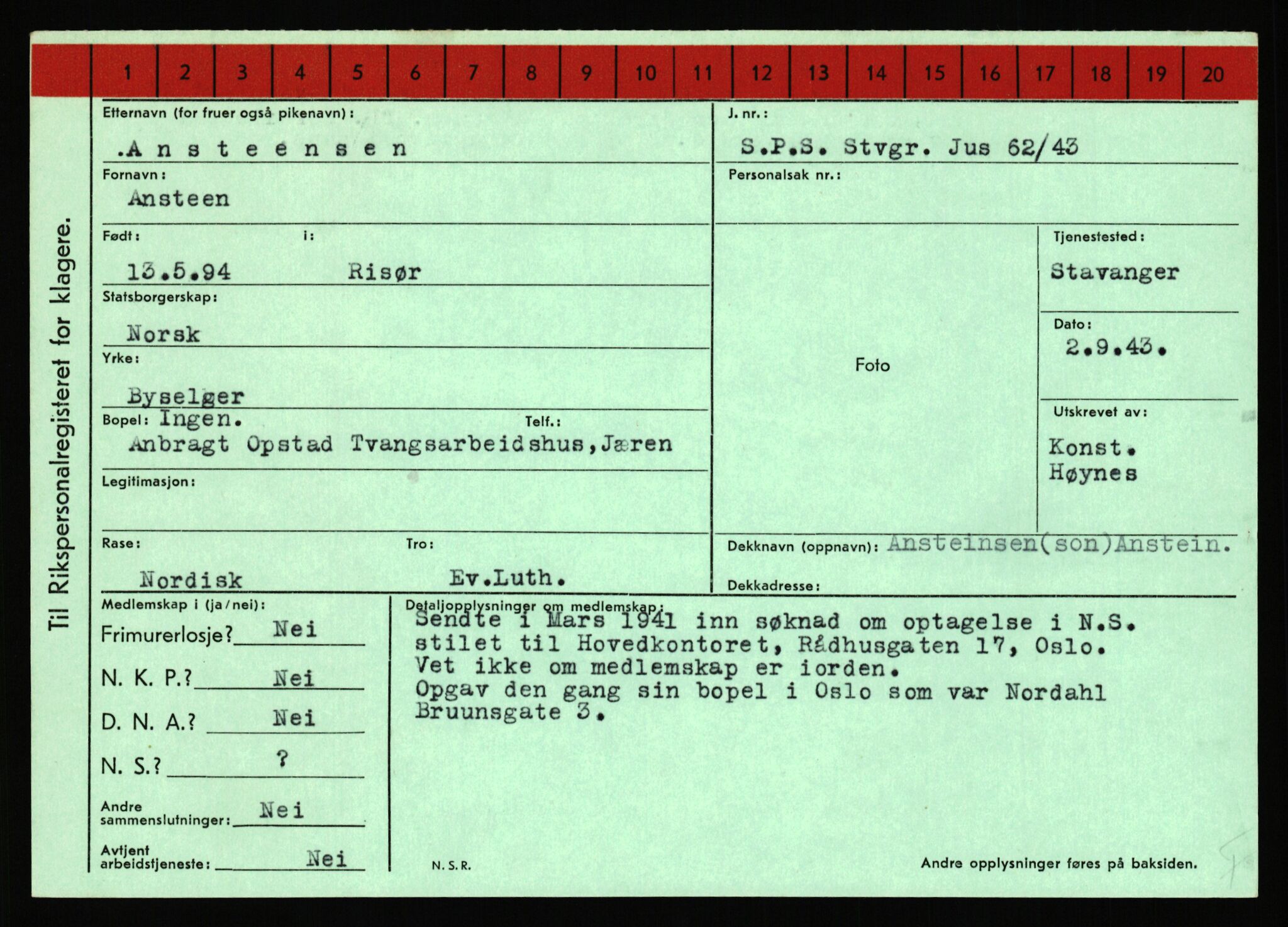 Statspolitiet - Hovedkontoret / Osloavdelingen, AV/RA-S-1329/C/Ca/L0001: Aabakken - Armann, 1943-1945, p. 4634