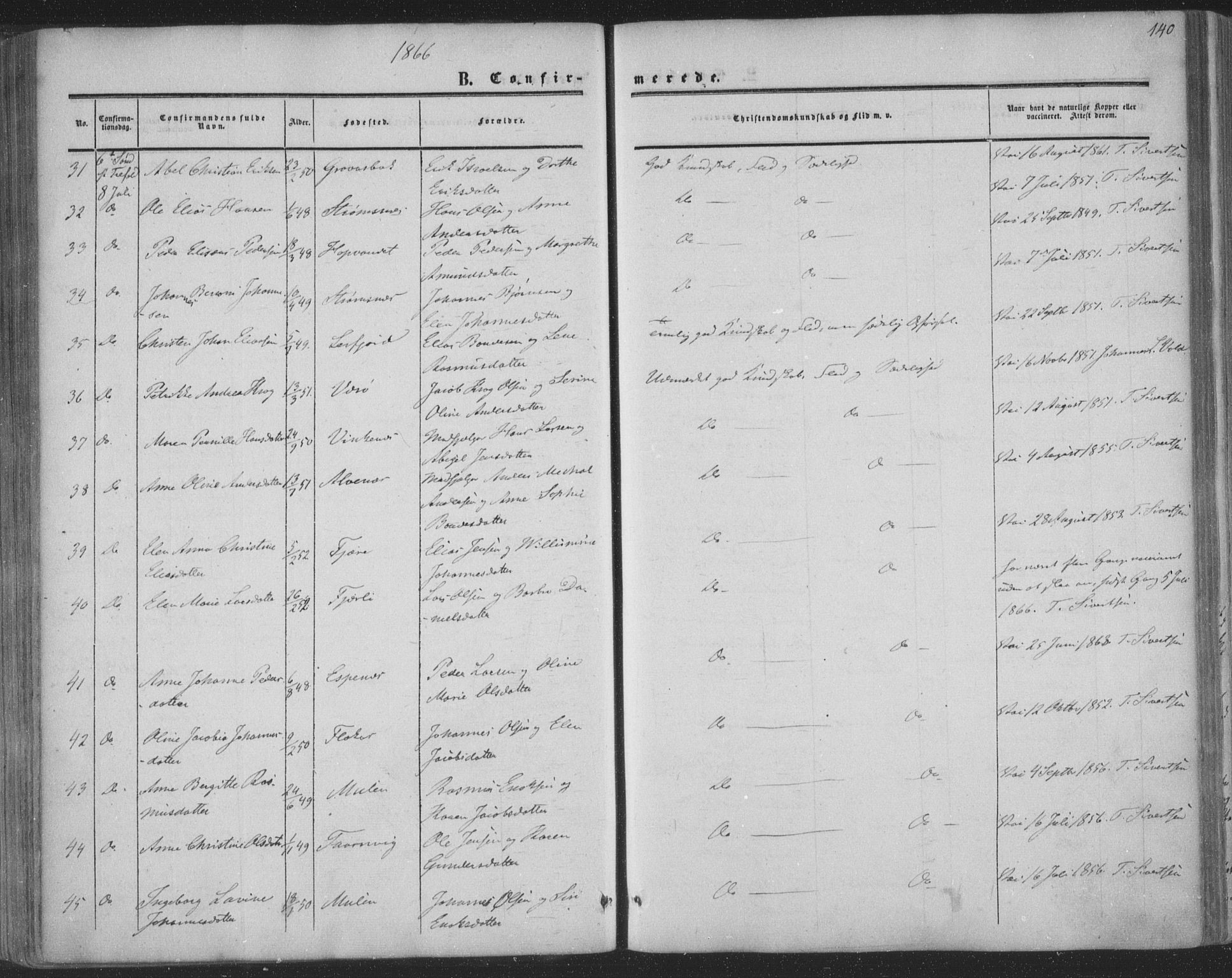 Ministerialprotokoller, klokkerbøker og fødselsregistre - Nordland, AV/SAT-A-1459/853/L0770: Parish register (official) no. 853A09, 1857-1870, p. 140