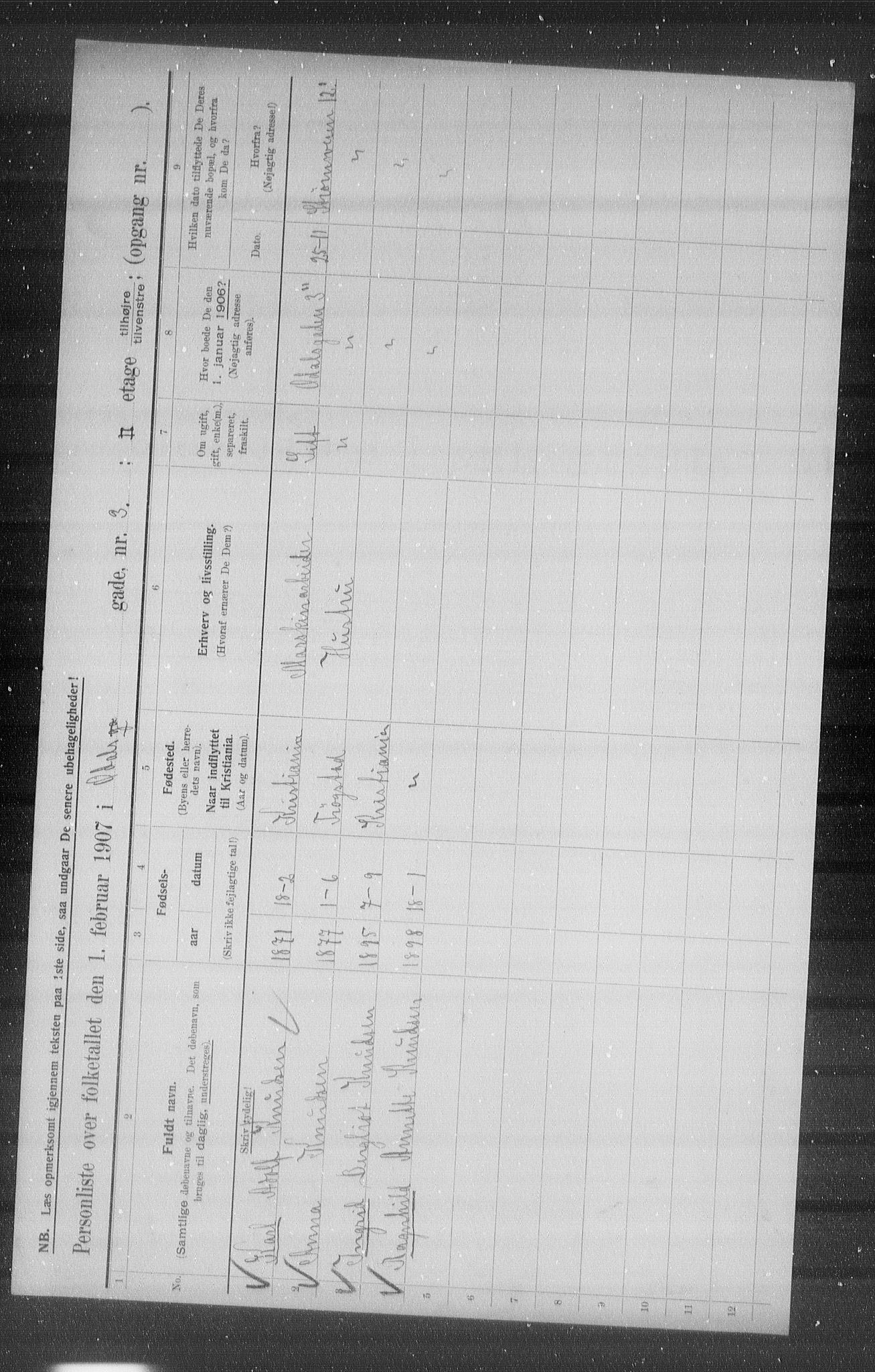 OBA, Municipal Census 1907 for Kristiania, 1907, p. 38151