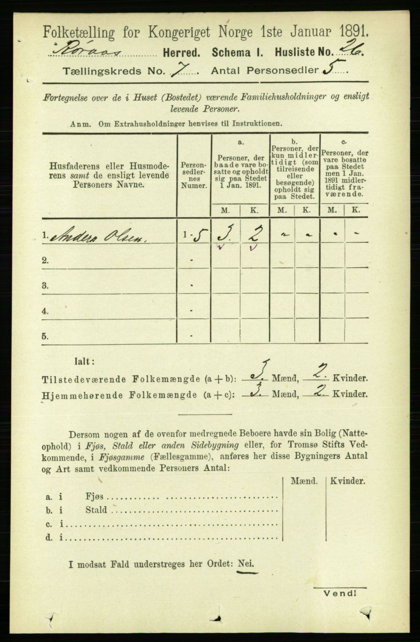 RA, 1891 census for 1640 Røros, 1891, p. 1366