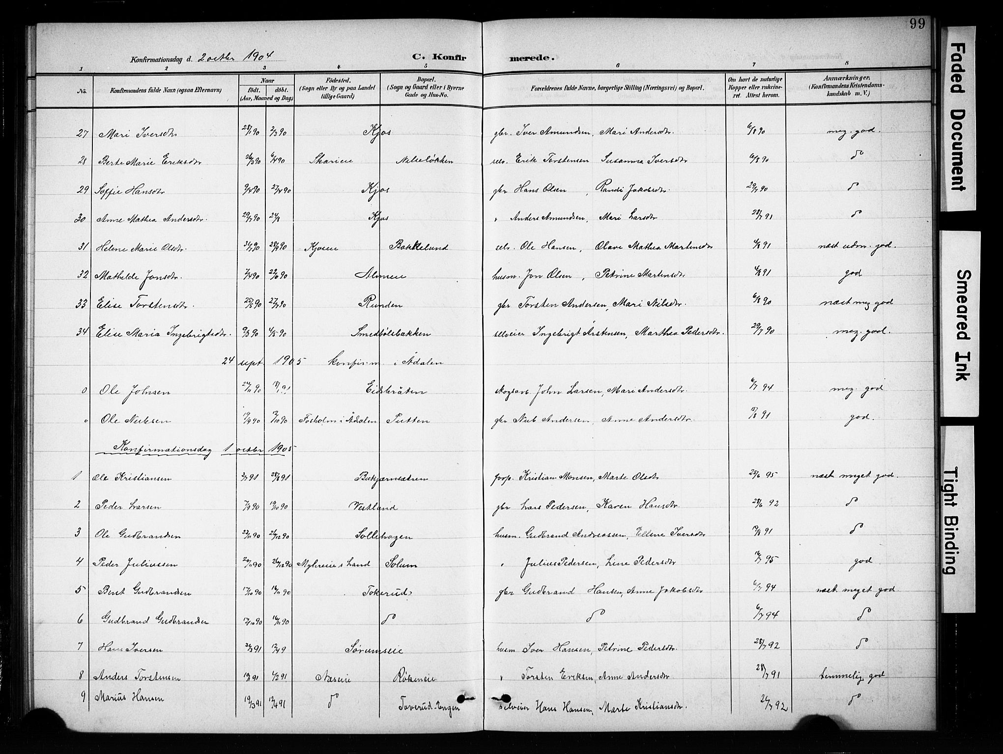 Brandbu prestekontor, SAH/PREST-114/H/Ha/Hab/L0005: Parish register (copy) no. 5, 1900-1913, p. 99